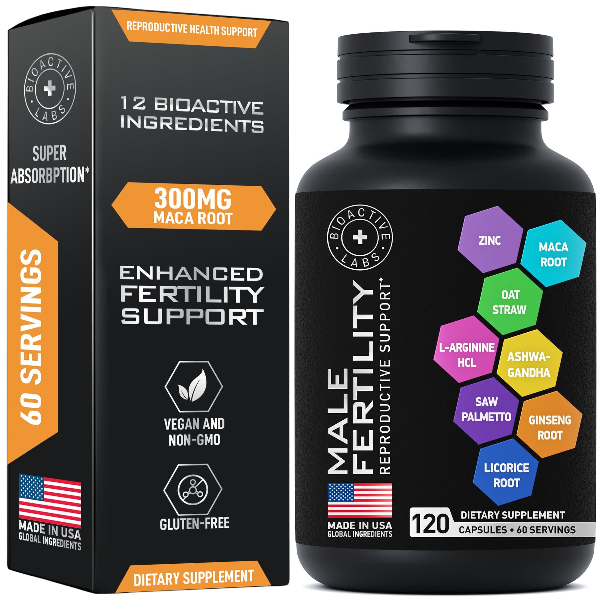Fertility Supplements for Men - Zinc, Maca, Ashwagandha, L-Arginine - Male Vitality Conception for Him - Count and Motility Pregnancy Aid - Vitamins and Male Fertility Support Supplement - 120 Pills BIOACTIVE LABS buy supplements canada