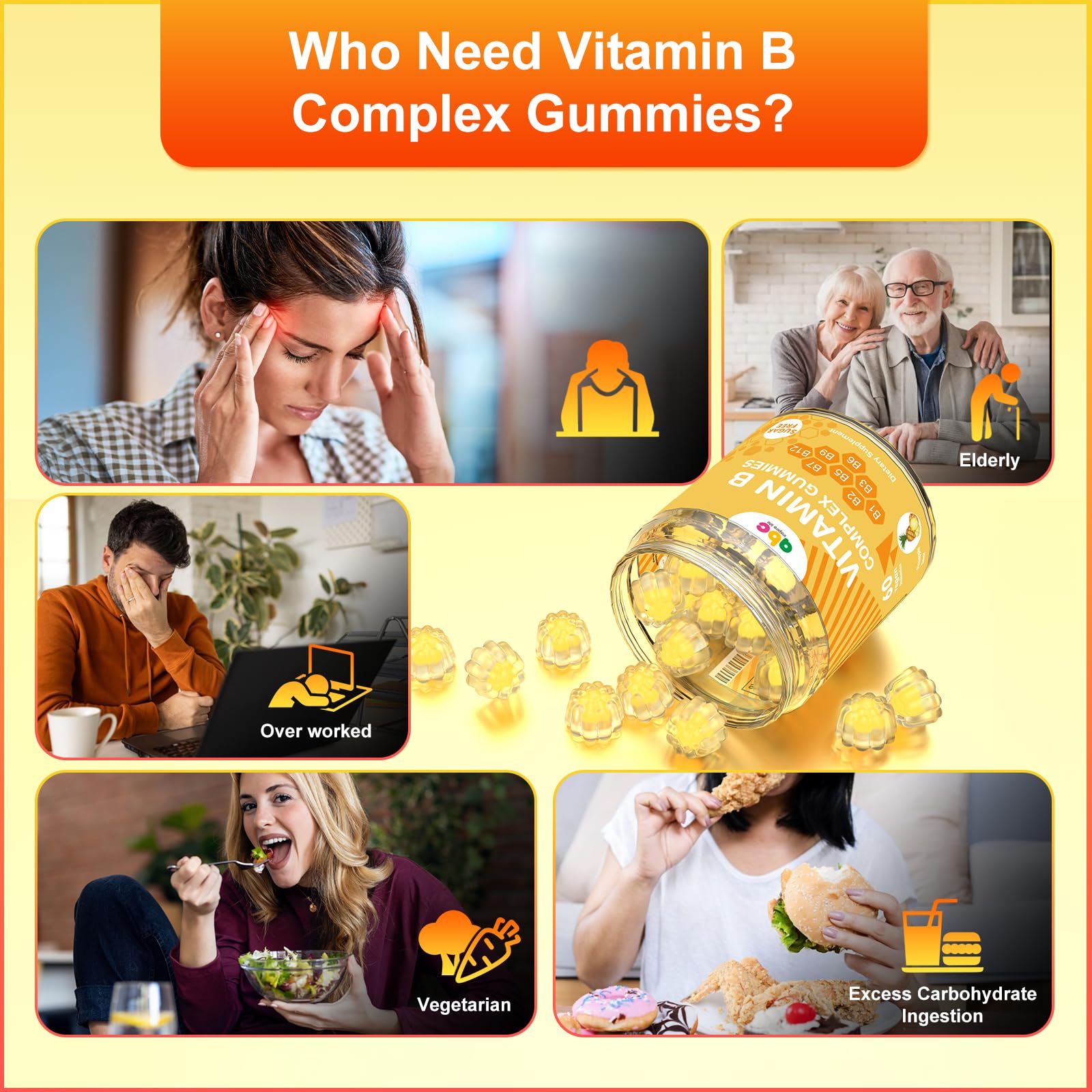 NEWOLITE Vitamin B Complex Gummies for Adult Kid-Pineapple Flavor-Chewable Supplement with 8 Essential B Vitamins NEWOLITE buy supplements canada