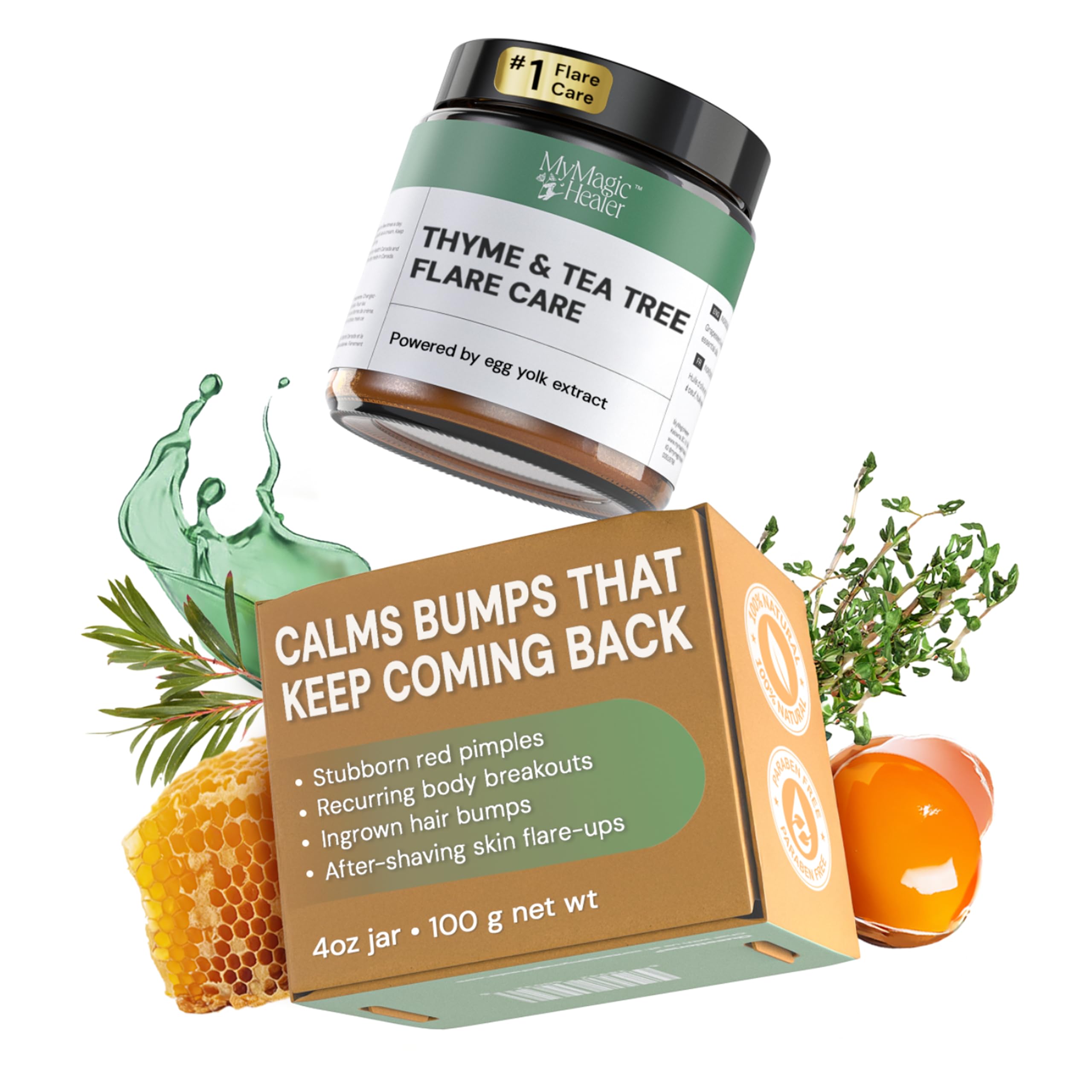 MyMagicHealer Thyme & Tea Tree Flare Care | Cystic Acne, Folliculitis, Ingrown Hair, Keratosis Pilaris, Razor Bumps, Body Bumps, Blind Pimples Multi-purpose Solution MyMagicHealer buy supplements canada