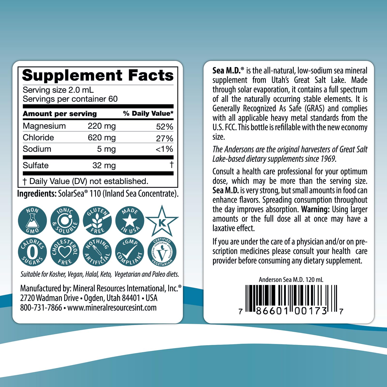 Anderson Sea M.D. Concentrated Trace Mineral Drops, 79 Trace Minerals with Magnesium, Sodium and Chloride Electrolytes - Supports Hydration, Energy Mineral Resources International, Inc. buy supplements canada