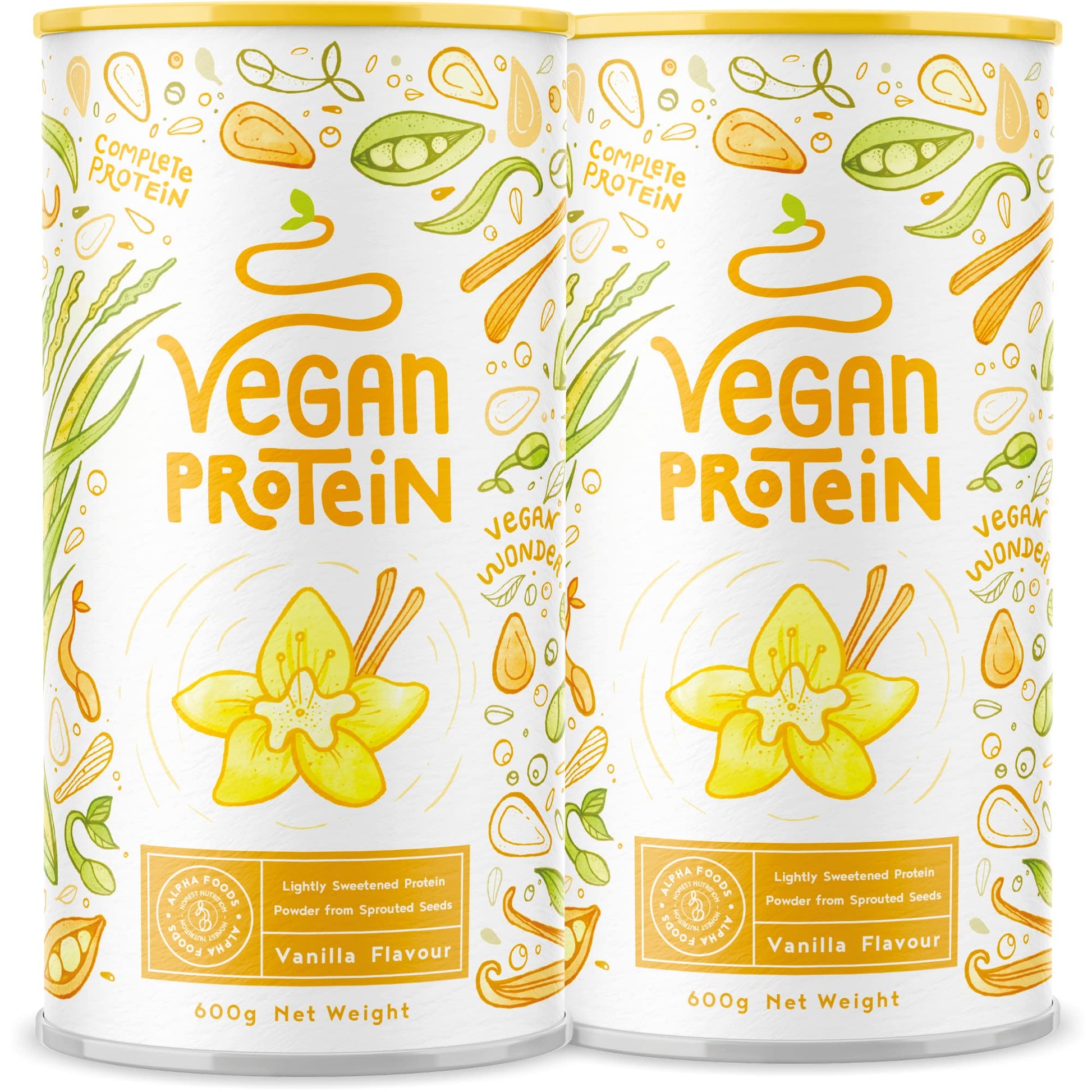 Vegan Protein Powder Vanilla - 1.2kg(80 servings) - 100% Plant Based Protein Powders Alpha Foods buy supplements canada
