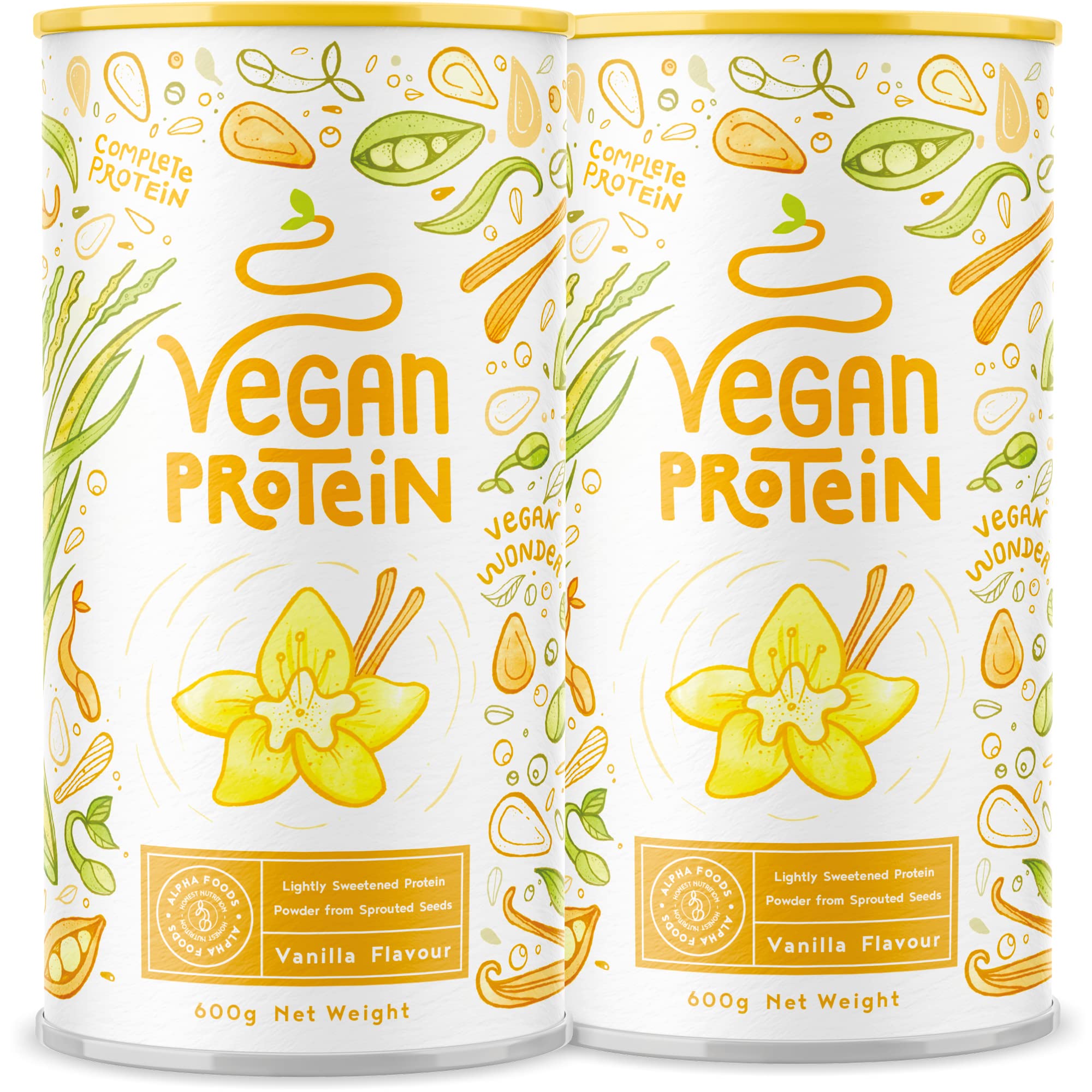 Vegan Protein Powder Vanilla - 1.2kg(80 servings) - 100% Plant Based Protein Powders Alpha Foods buy supplements canada