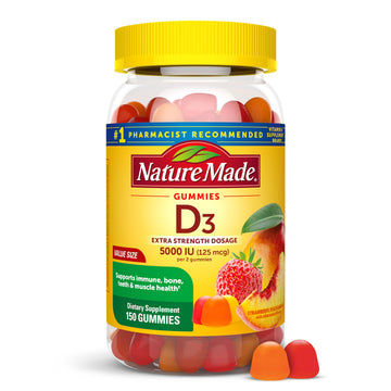 Nature Made Vitamin D3 5000 IU Per Serving Gummies Extra Strength, Bone and Immune Health Support, 150 Vitamin D Gummies for Adults, 75 Day Supply Nature Made buy supplements canada
