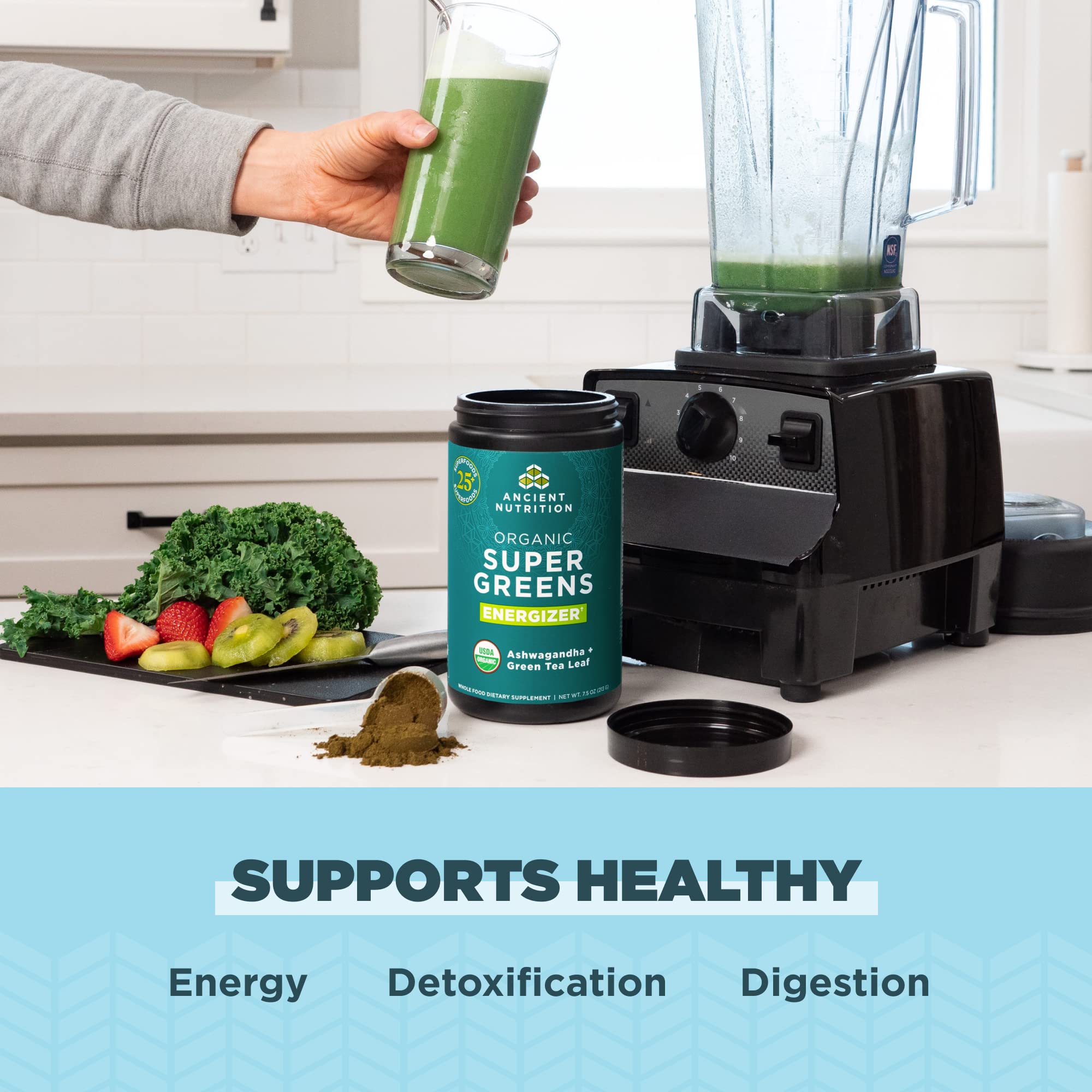 Ancient Nutrition Supergreens Energizer Powder, Organic Superfood Powder with Caffeine Ancient Nutrition buy supplements canada