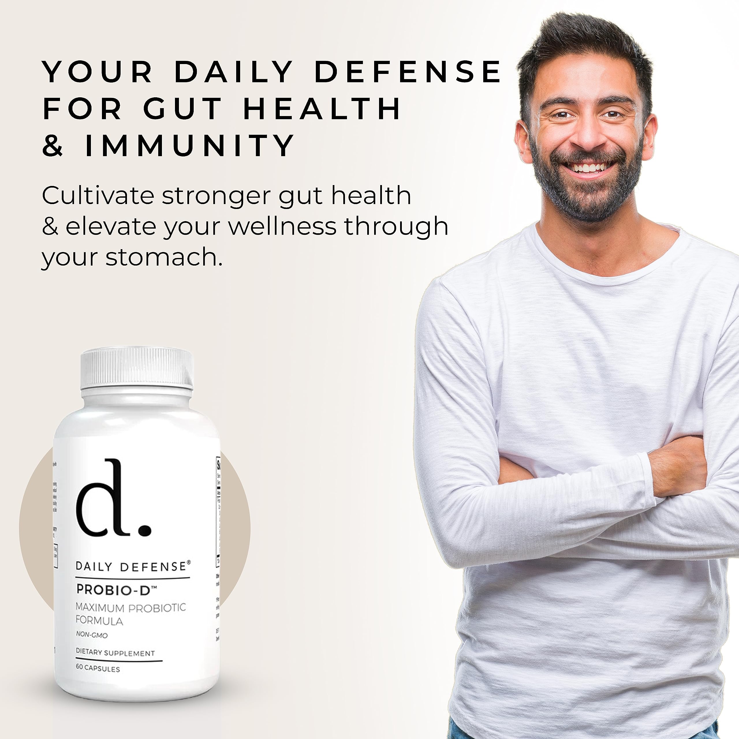 Daily Defense Probiotic Immune Support Supplement - Daily Probiotics for Men with Constipation & Gas - Digestion and Bloating Supplement & Probiotics for Women - 60 Capsules, PROBIO-D Daily Defense buy supplements canada