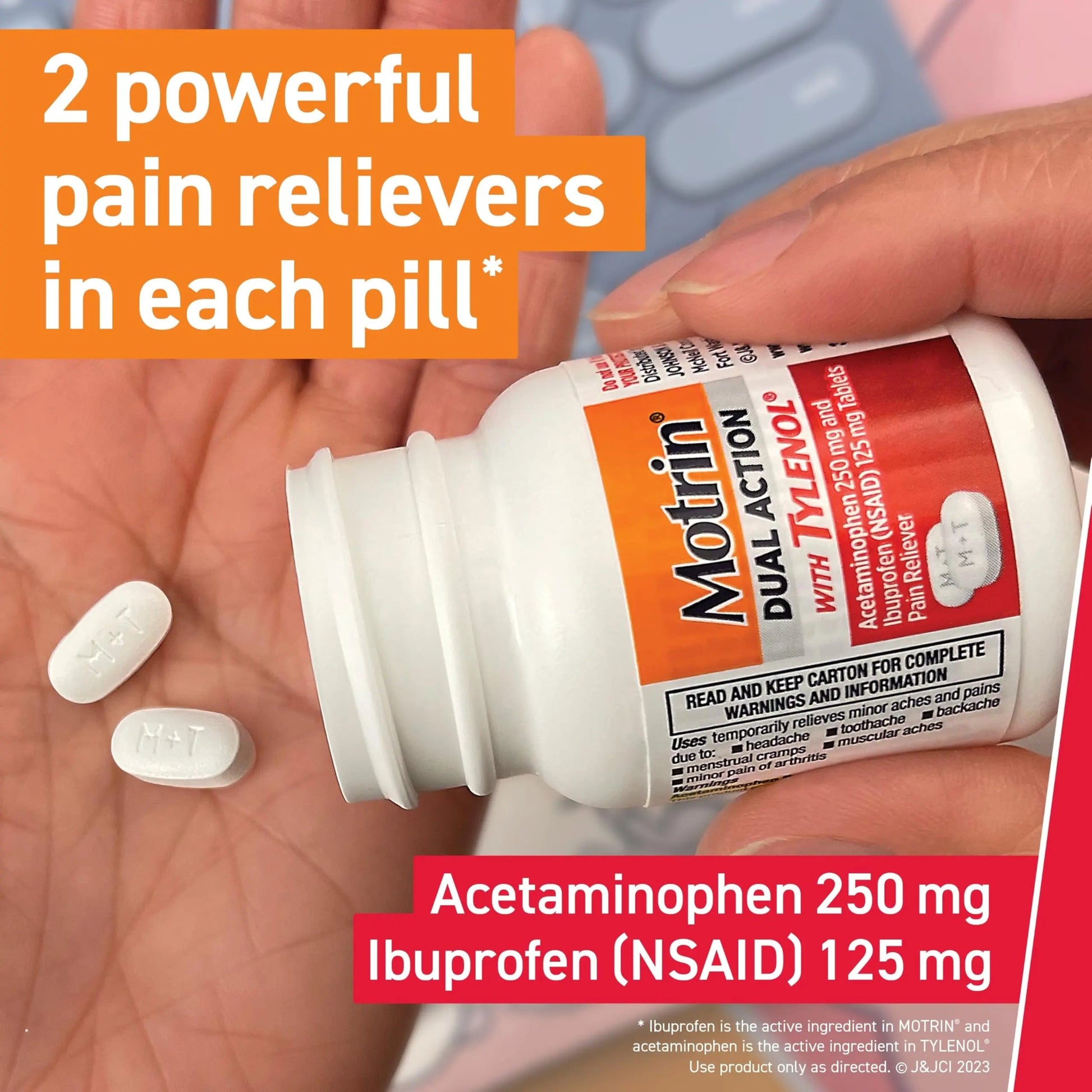 Motrin Dual Action with Tylenol, Ibuprofen & Acetaminophen Fast-Acting Dual Action Pain Reliever for Minor Aches & Pains, Ibuprofen (NSAID) 125 mg & Acetaminophen 250 mg, 120 ct Motrin buy supplements canada