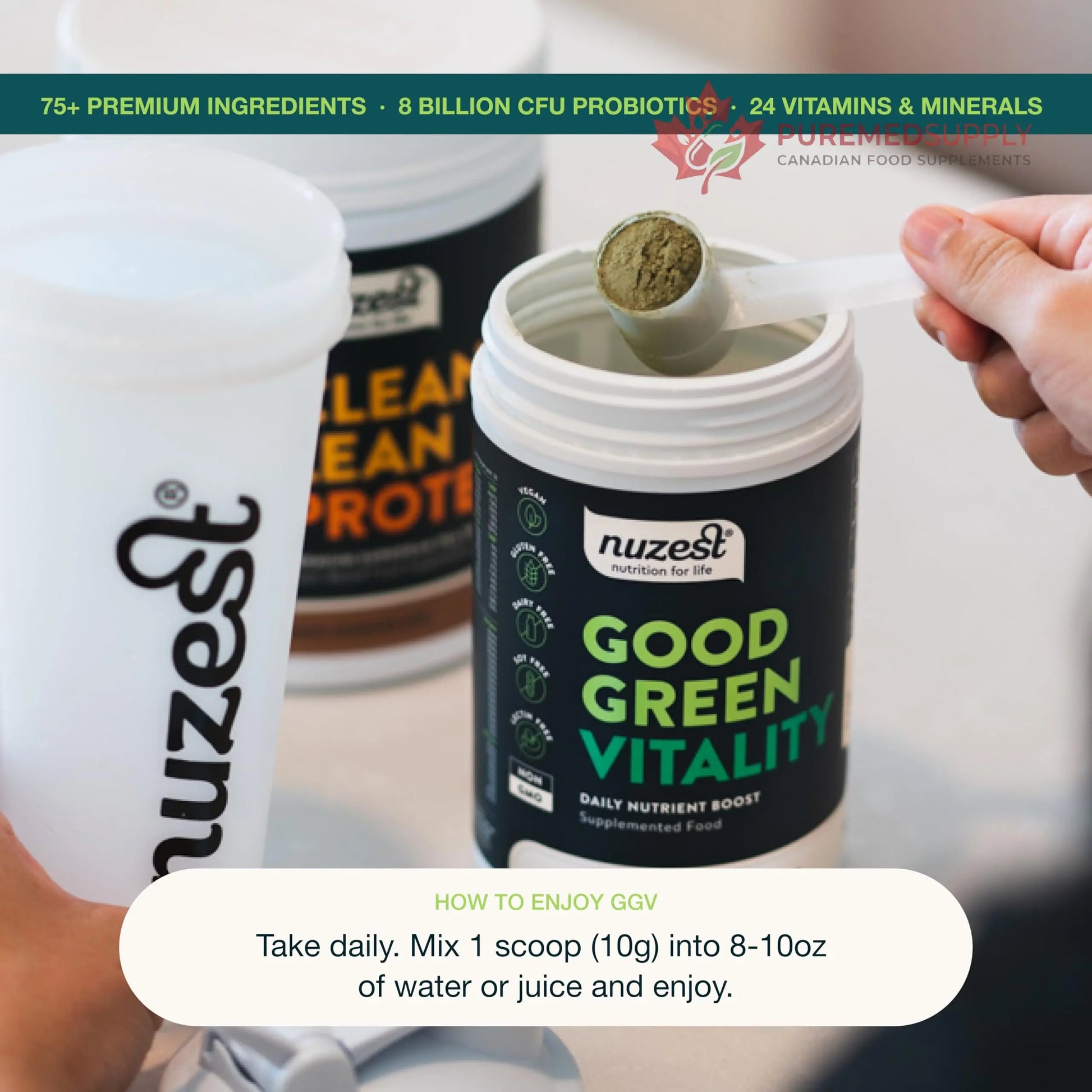 Nuzest Greens Powder Good Green Vitality – Vitamins, Minerals & Superfoods – Vegan Multivitamin Supplement (300g) Nuzest buy supplements canada