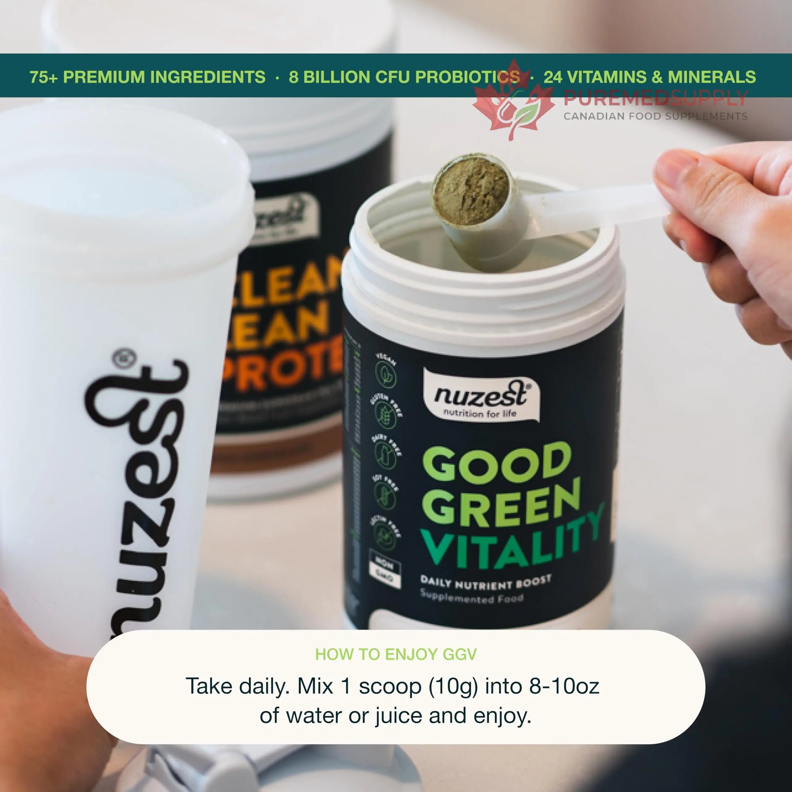 Nuzest Greens Powder Good Green Vitality – Vitamins, Minerals & Superfoods – Vegan Multivitamin Supplement (300g) Nuzest buy supplements canada