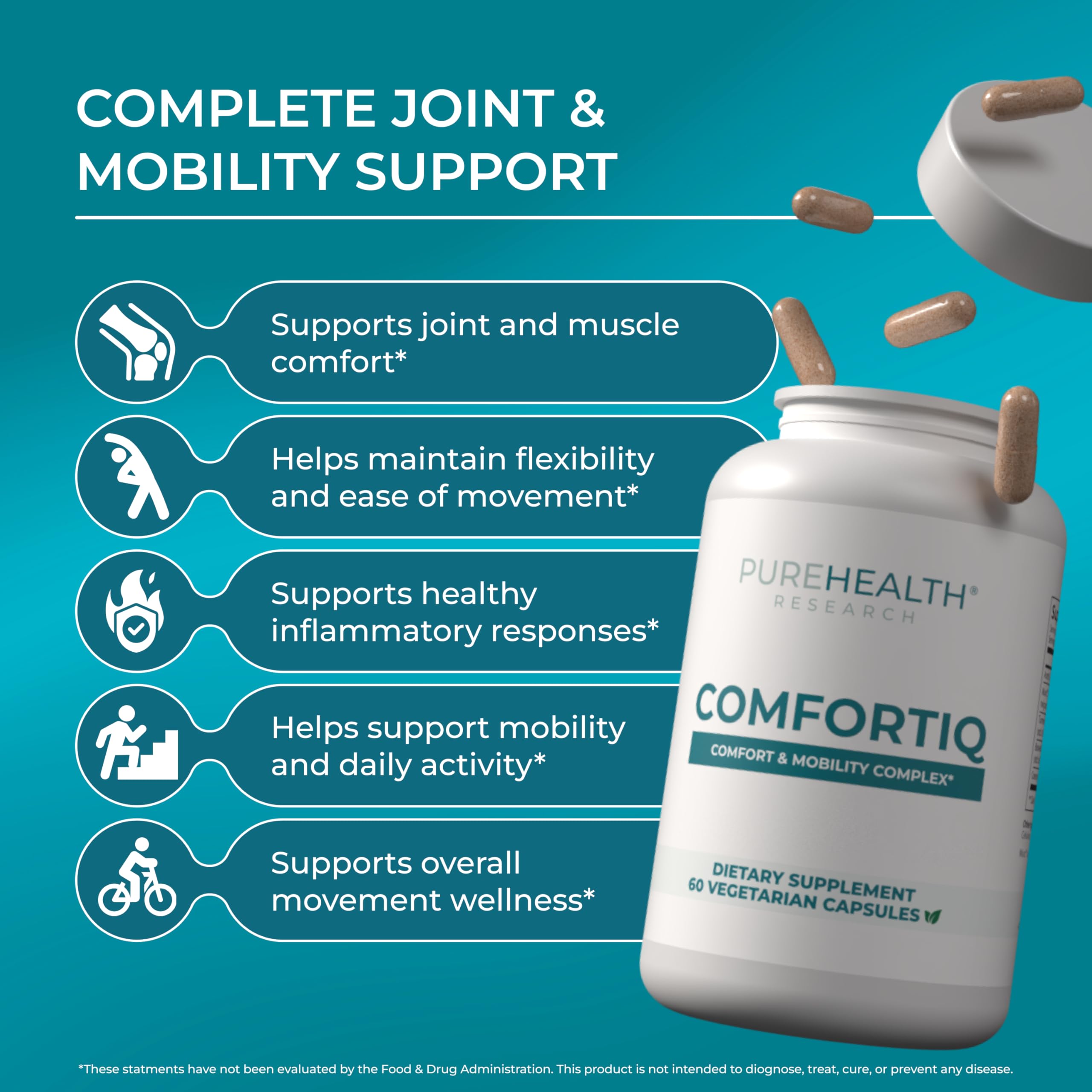 PUREHEALTH RESEARCH Comfortiq - Back Discomfort Supplement - Joint Health Support for Women & Men - with CoQ10, Turmeric, Acetyl L-Carnitine, Boswellia & More - 60 Capsules PUREHEALTH RESEARCH buy supplements canada