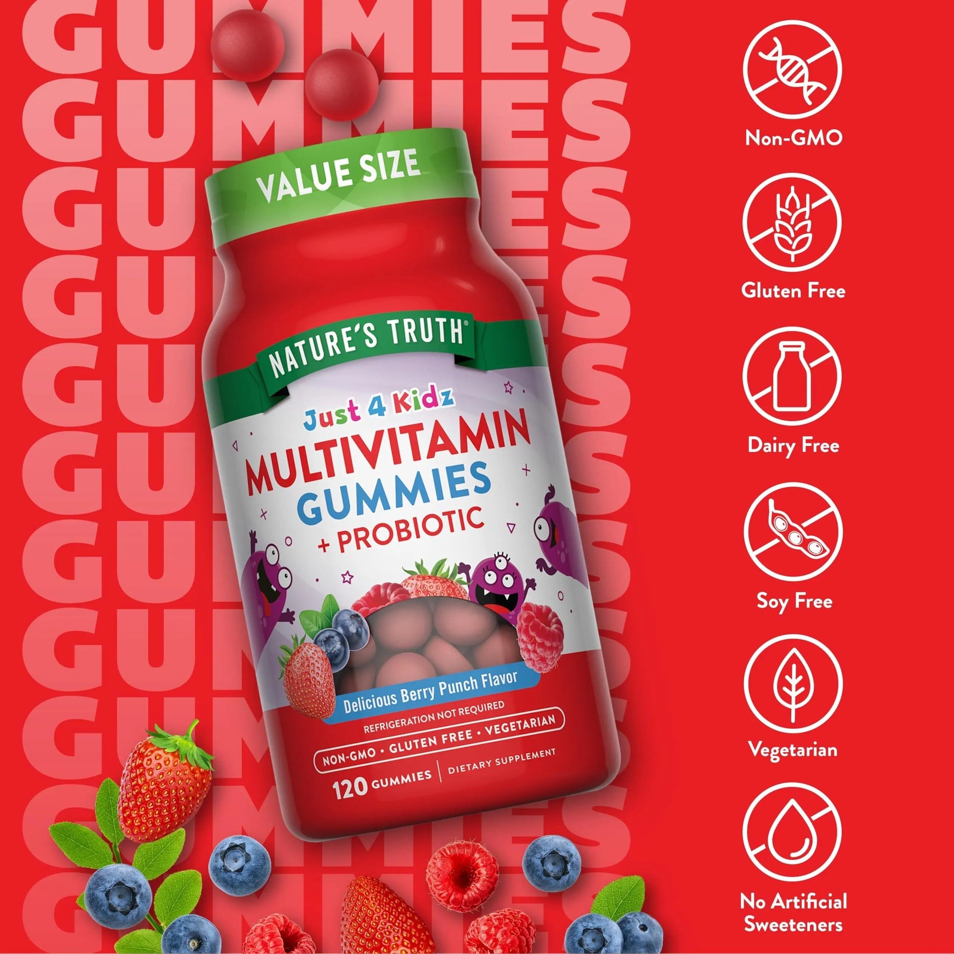 Nature's Truth Kids Multivitamin Gummies with Probiotics | 120 Count | Berry Punch Flavor | Vegetarian, Non-GMO & Gluten Free Supplement Nature's Truth buy supplements canada