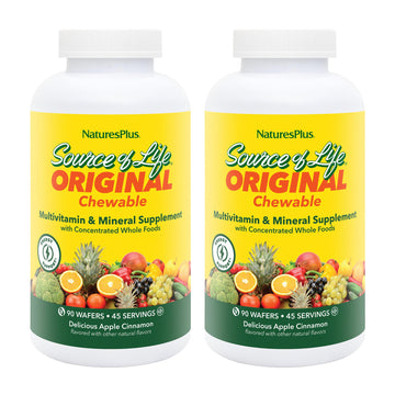 Natures Plus Source of Life Adult’s Chewable, Apple Cinnamon - 90 Wafers, Pack of 2 - Multi-Vitamin & Mineral Supplement - Gluten Free, Vegetarian - 90 Total Servings NaturesPlus buy supplements canada