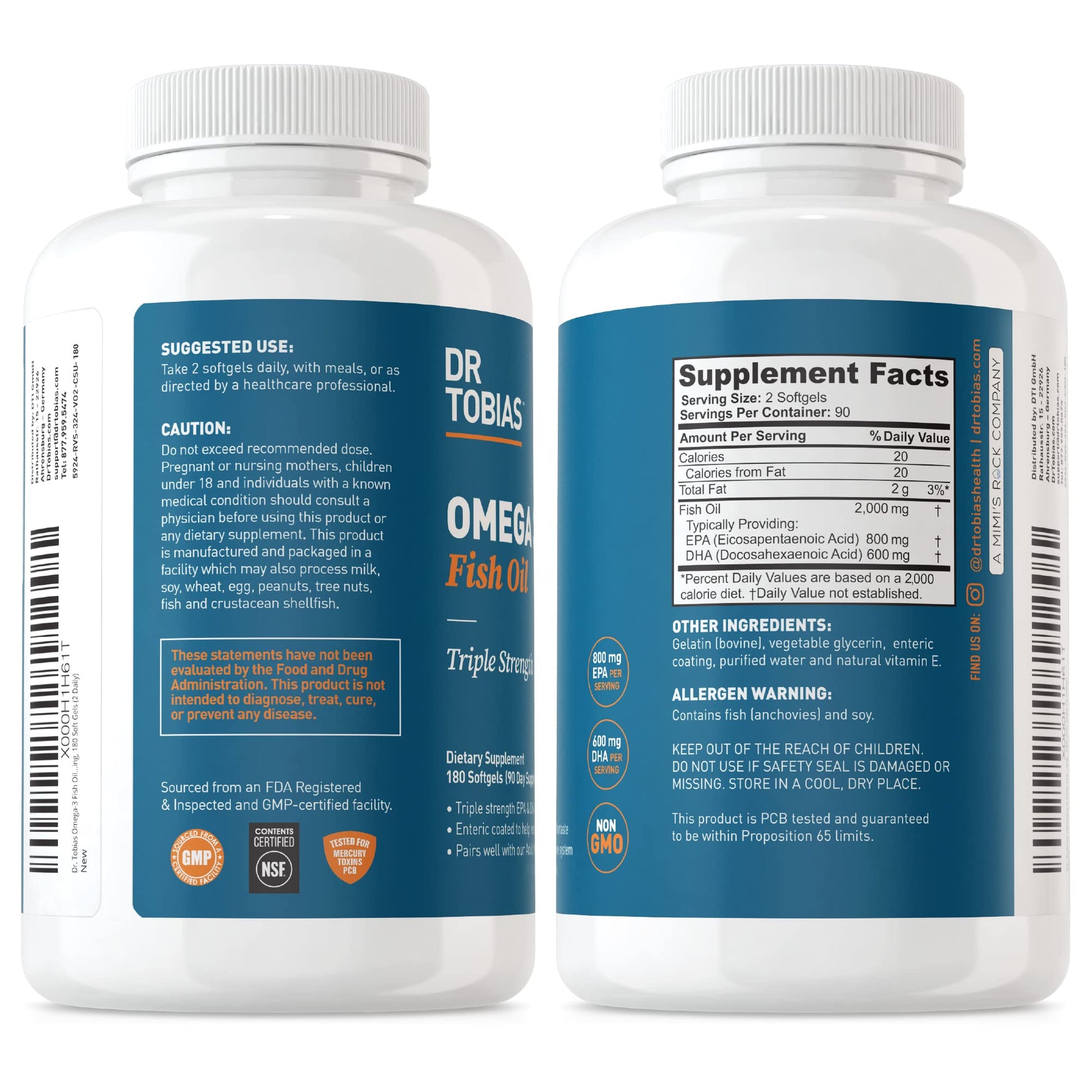 Dr. Tobias Omega 3 Fish Oil, 800 mg EPA 600 mg DHA Omega 3 Supplement for Heart Dr. Tobias buy supplements canada
