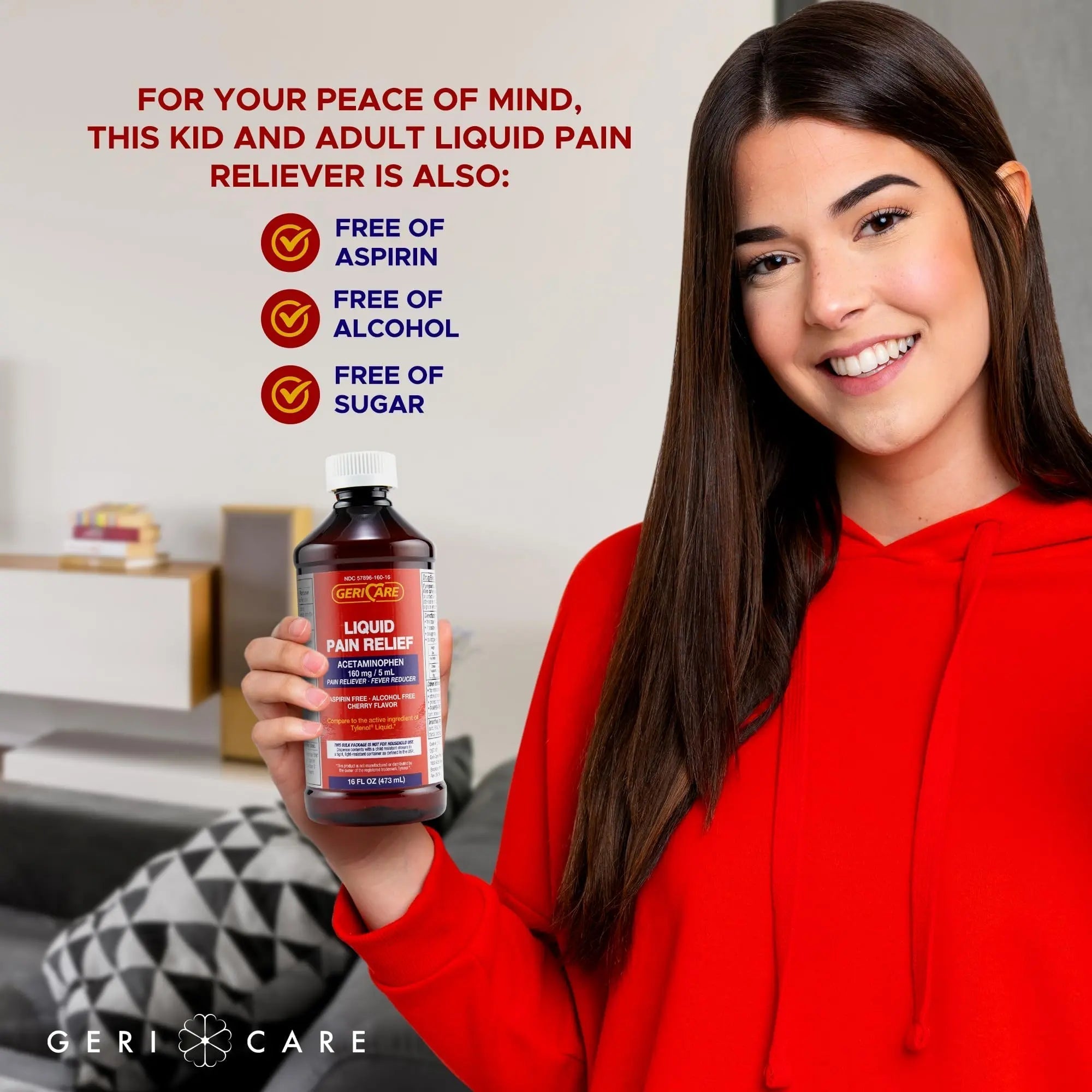 GeriCare Regular Strength Liquid Acetaminophen 160 mg, Pain Reliever, Fever Reducer, Aspirin & Alcohol Free, Cherry Flavored 16 Fl Oz (Pack of 2) GeriCare buy supplements canada