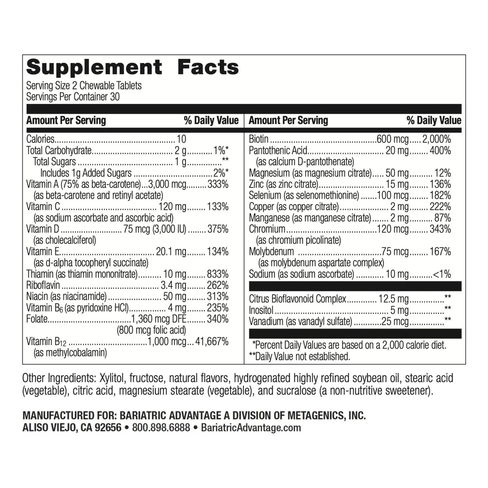 Bariatric Advantage Chewable Essential Multivitamin Without Iron - 200 DV of Key Nutrients - Trace Mineral Support Bariatric Advantage buy supplements canada