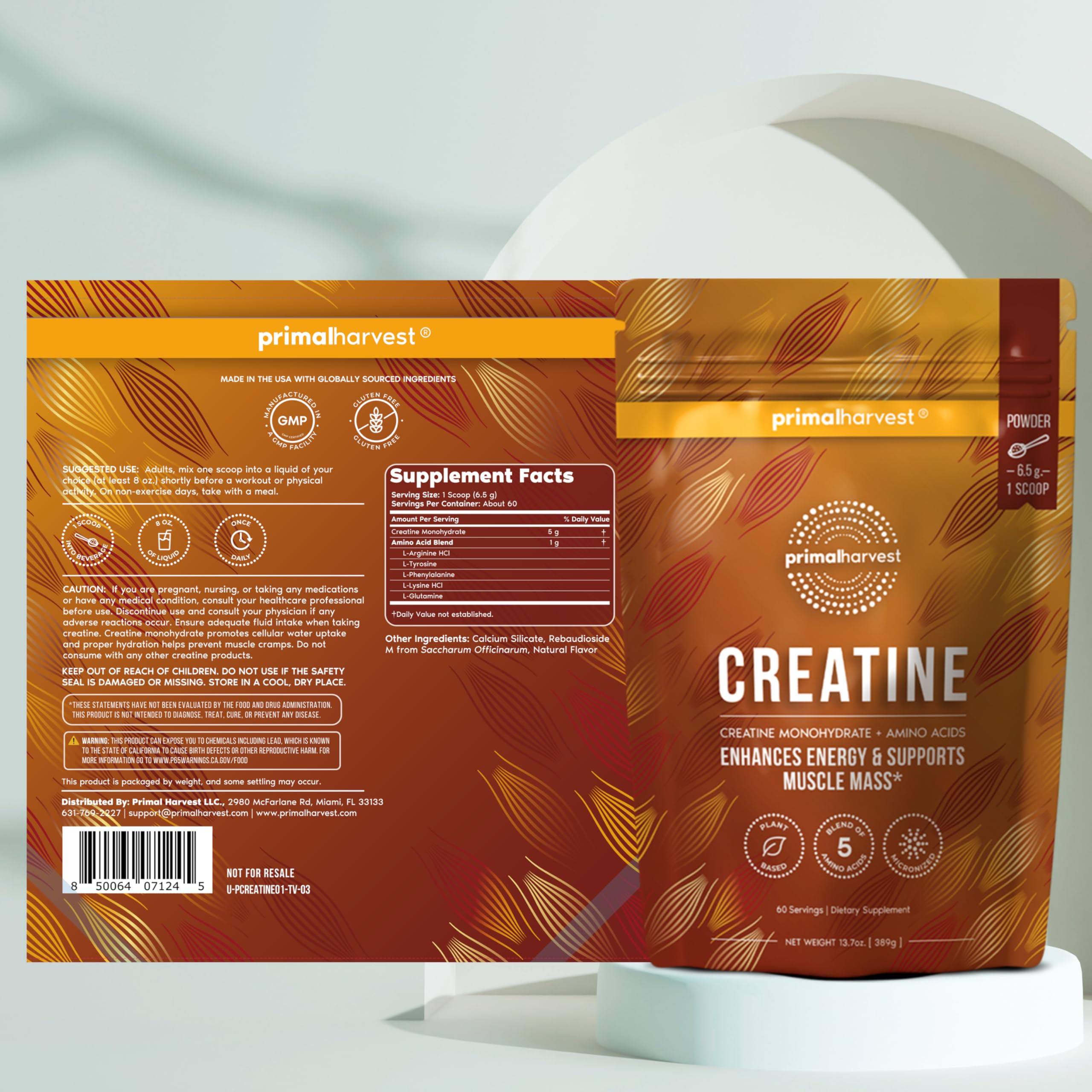 Primal Harvest Creatine Powder Supplement for Men and Women's Fitness, Workouts, and Muscle Growth, to Help Promote Recovery, Strength, Energy, and Endurance (1) Primal Harvest buy supplements canada