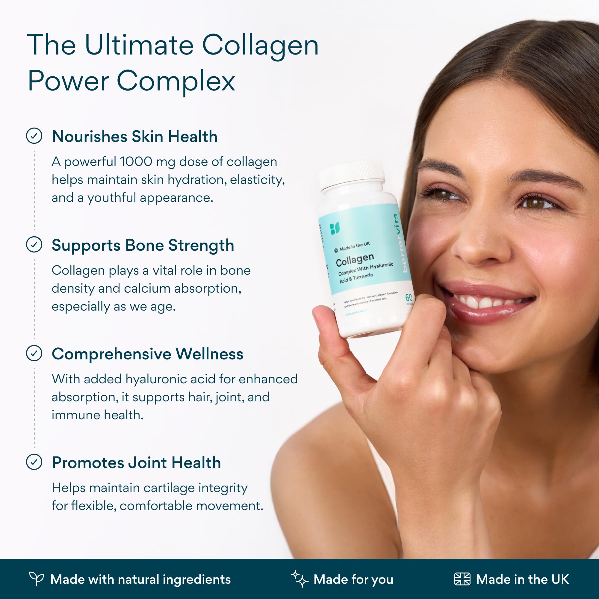 Bettervits Collagen Peptides Complex with Hyaluronic Acid & Turmeric | Hydrolyzed Marine Collagen Supplements for Women & Men | Collagen with Vitamin C Bettervits buy supplements canada