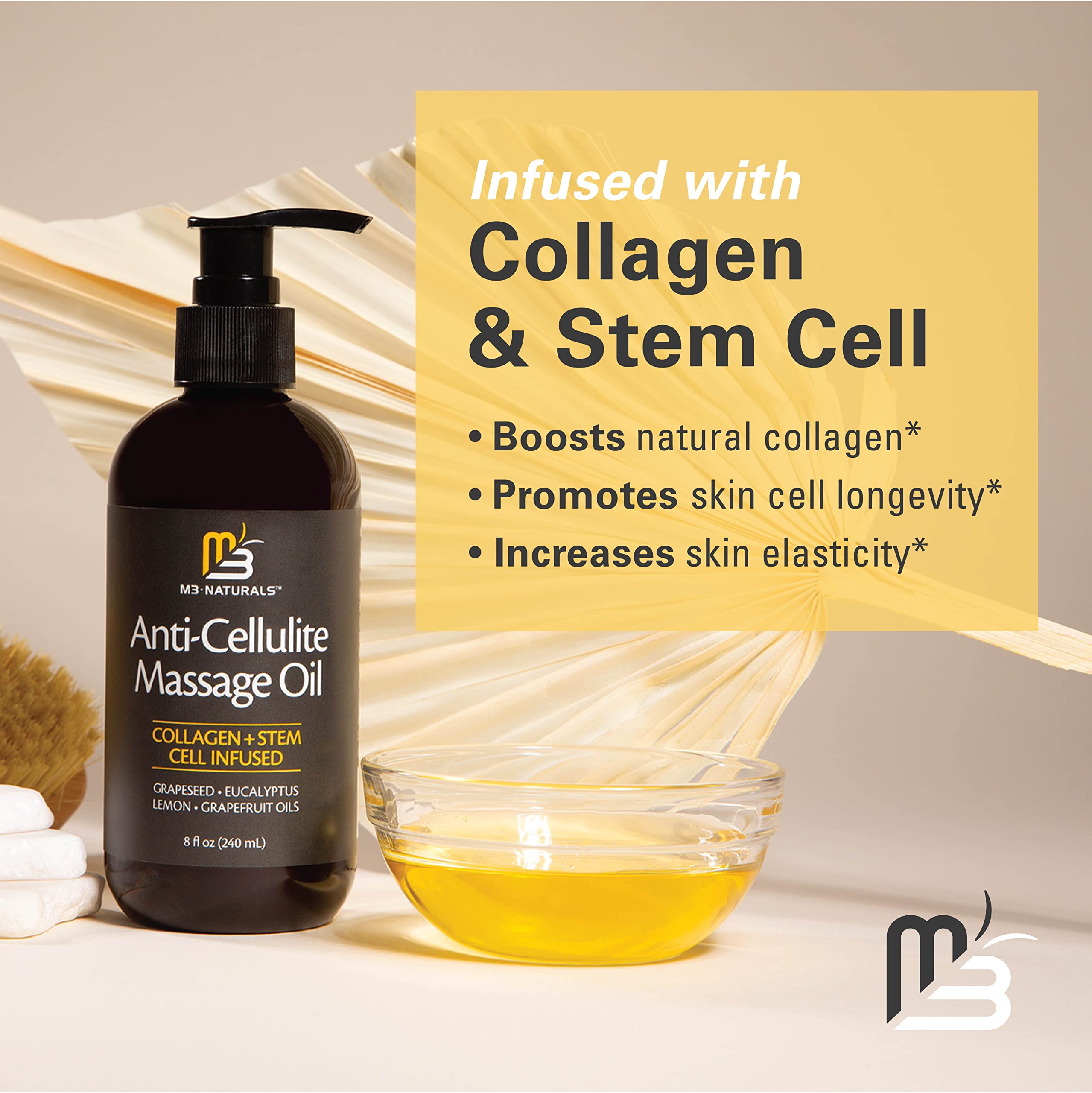 Anti Cellulite Massage Oil for Massage Therapy - Collagen and Stem Cell Skin Tightening M3 Naturals buy supplements canada