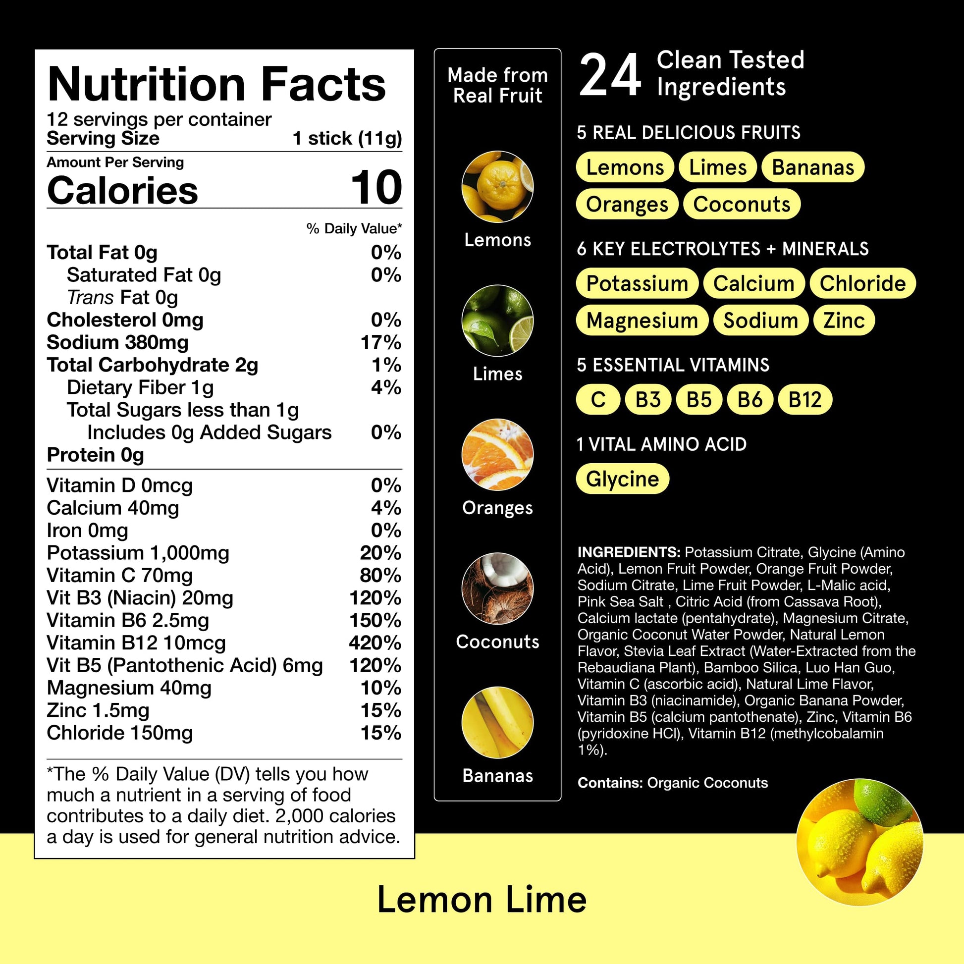 DryWater Electrolyte Powder Packets, Lemon Lime - Hydration Packets Drink Mix with Zero Added Sugar for Rehydration & Energy - 6 Key Electrolytes DryWater buy supplements canada