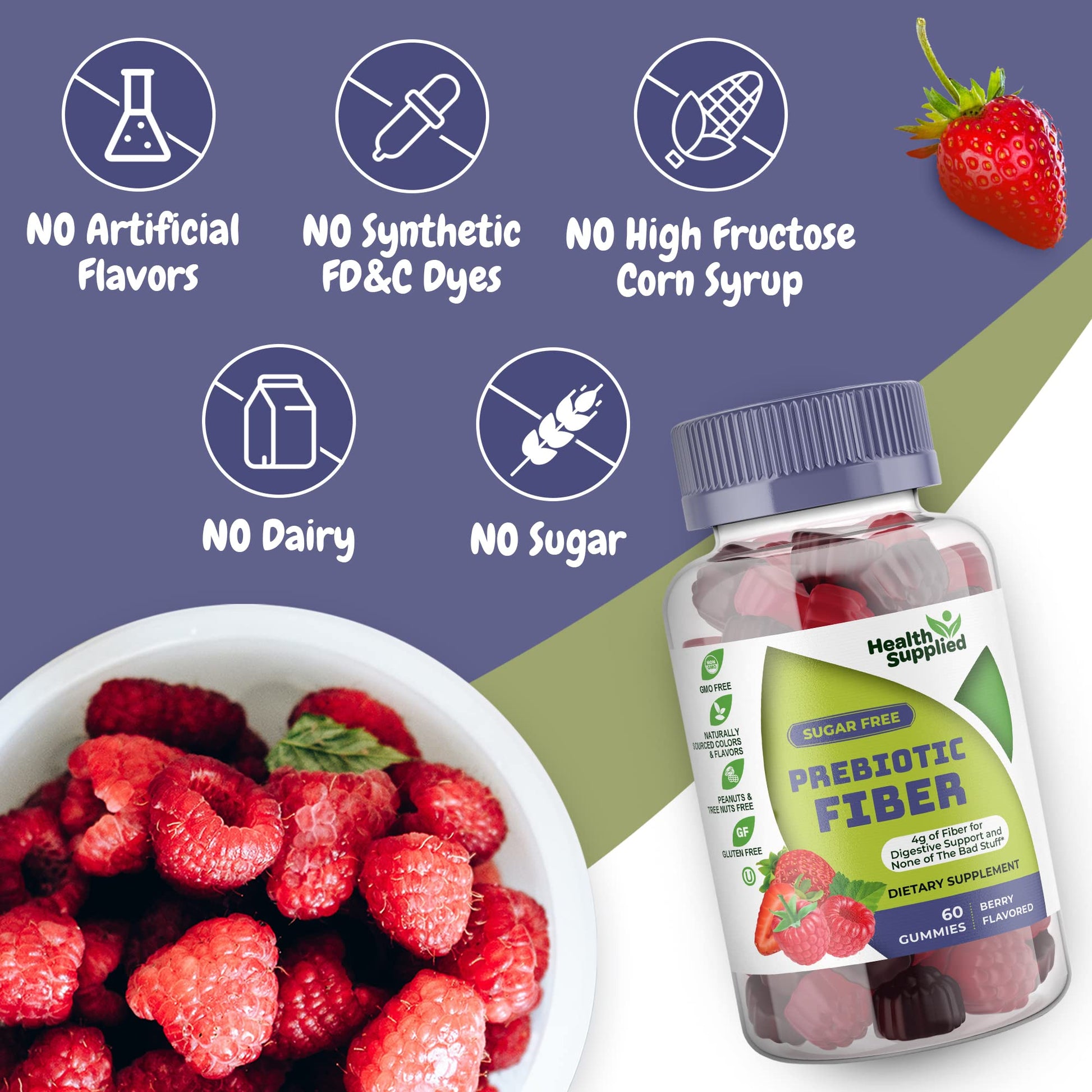 Fiber Prebiotic Gummies Sugar Free, Keto Friendly | Gut Cleansing, Digestive Health Regularity Health Supplied buy supplements canada