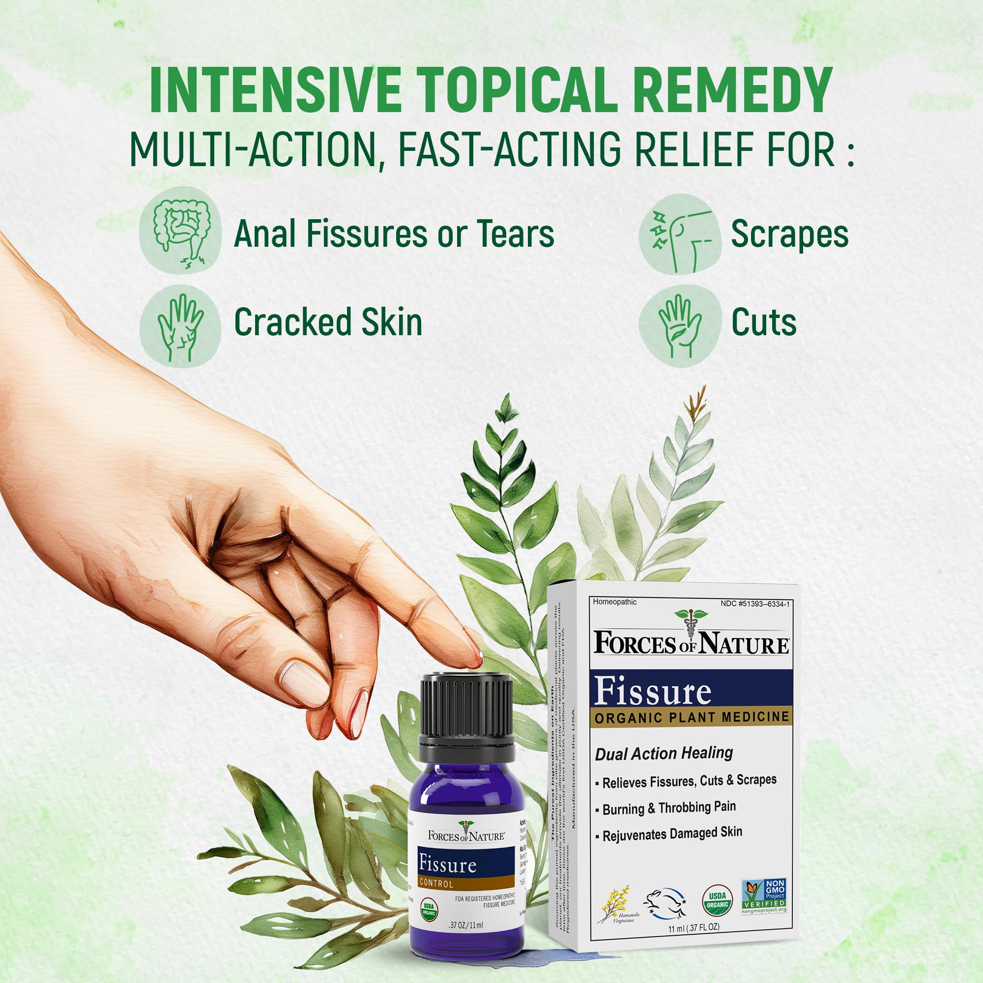 Forces of Nature Fissure Control, Organic Homeopathic Treatment with Witch Hazel for Anal Fissures, Hemorrhoid Related Irritation & Discomfort, Fast, Natural Topical Relief, 1 Fl Oz Forces of Nature buy supplements canada