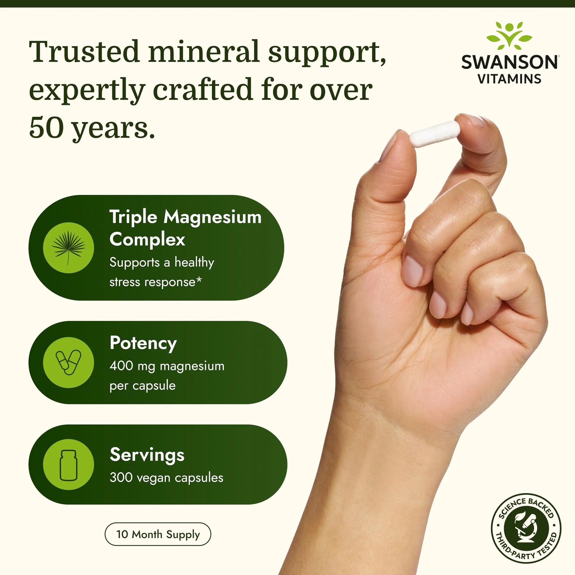 Swanson Triple Magnesium Complex Bone, Nerve, and Muscle Support Supplement for Adults Seeking Optimal Magnesium Absorption - 400 mg (300 Vegan Capsules) Swanson buy supplements canada