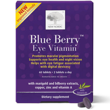 NEW NORDIC Blue Berry Eye Vitamin Lutein Supplement with Zinc, Supports Macular Pigmentation, Eye & Vision Function, 60 Tablets (Pack of 1) NEW NORDIC buy supplements canada