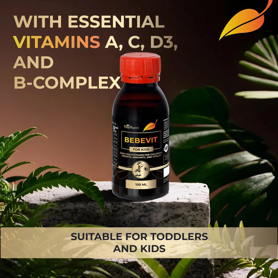 BEBEVIT Liquid Multivitamin for Kids – Sugar-Free & Non-GMO Formula with Vitamins A, C, D3, E, K2 & B-Complex – Daily Support for Growth, Immunity VitaPharm buy supplements canada