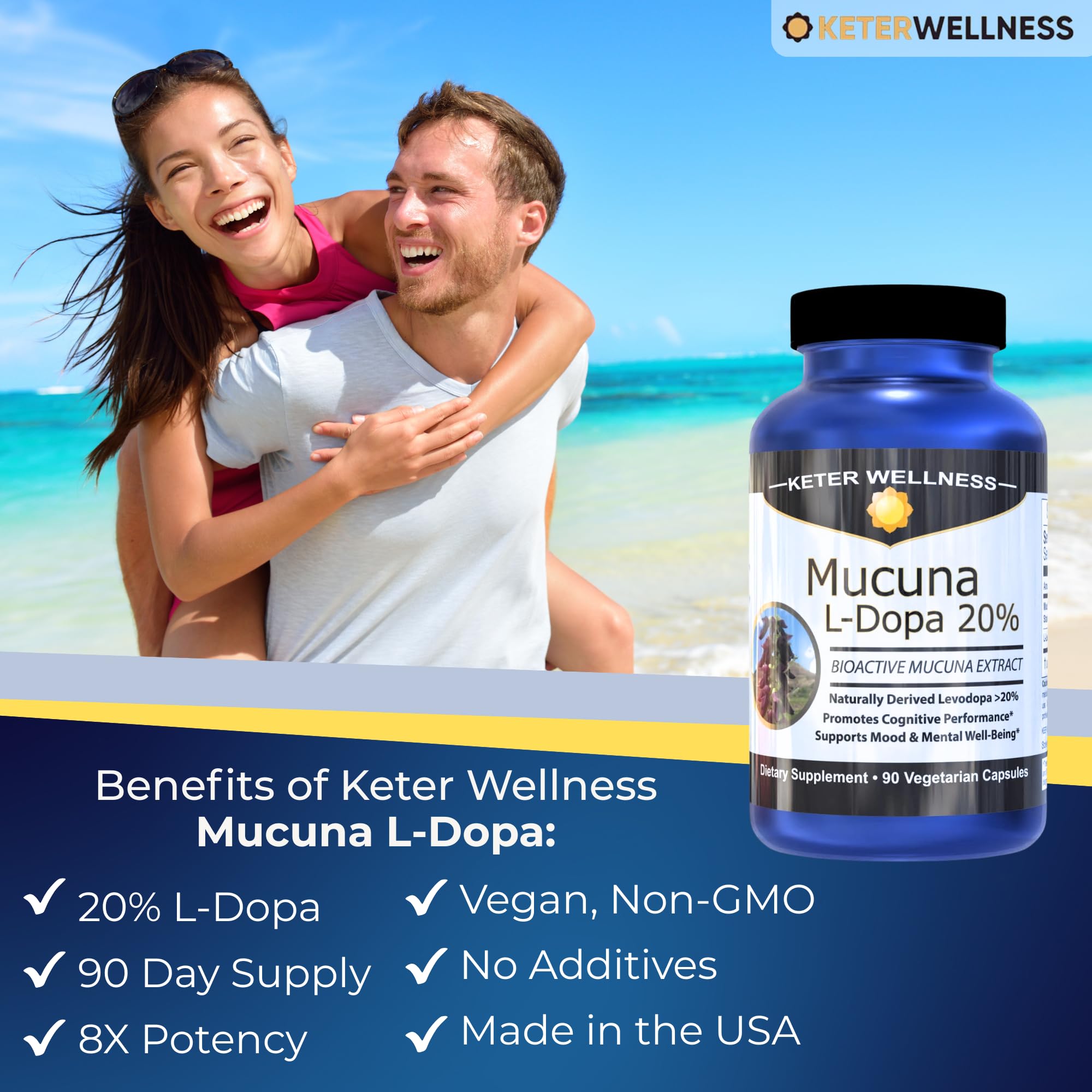 Mucuna Pruriens 20% L-Dopa – Standardized Velvet Bean Extract for Natural Dopamine, Focus & Mood Support – Pure 8:1 Concentrated Herbal Supplement – Vegan, Non-GMO, 90 Capsules Keter Wellness buy supplements canada