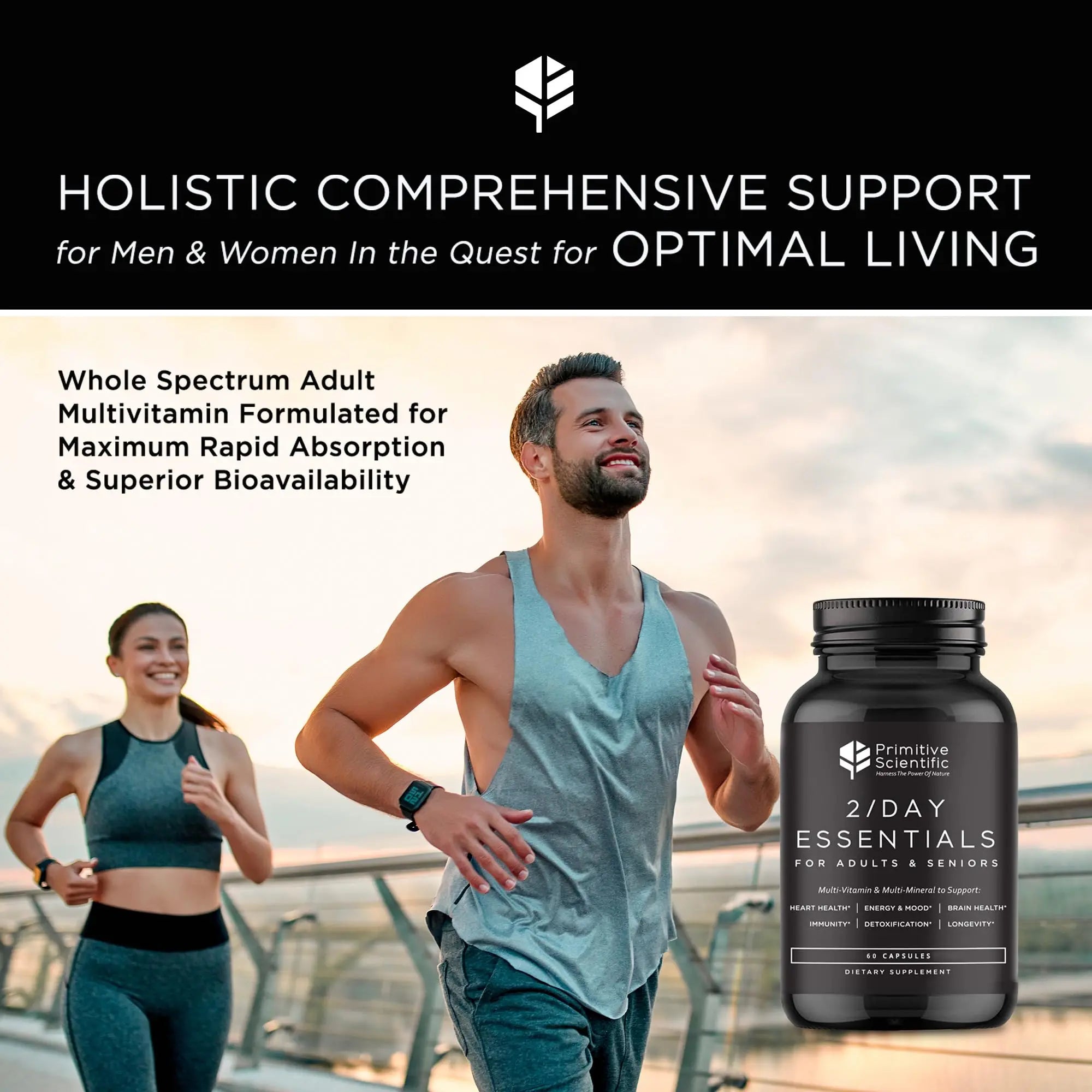 Primitive Scientific Whole Food Daily Essential Multivitamins for Adults and Seniors - 2X a Day - Vitamin A, C, D, E, B12 and Minerals Primitive Scientific buy supplements canada