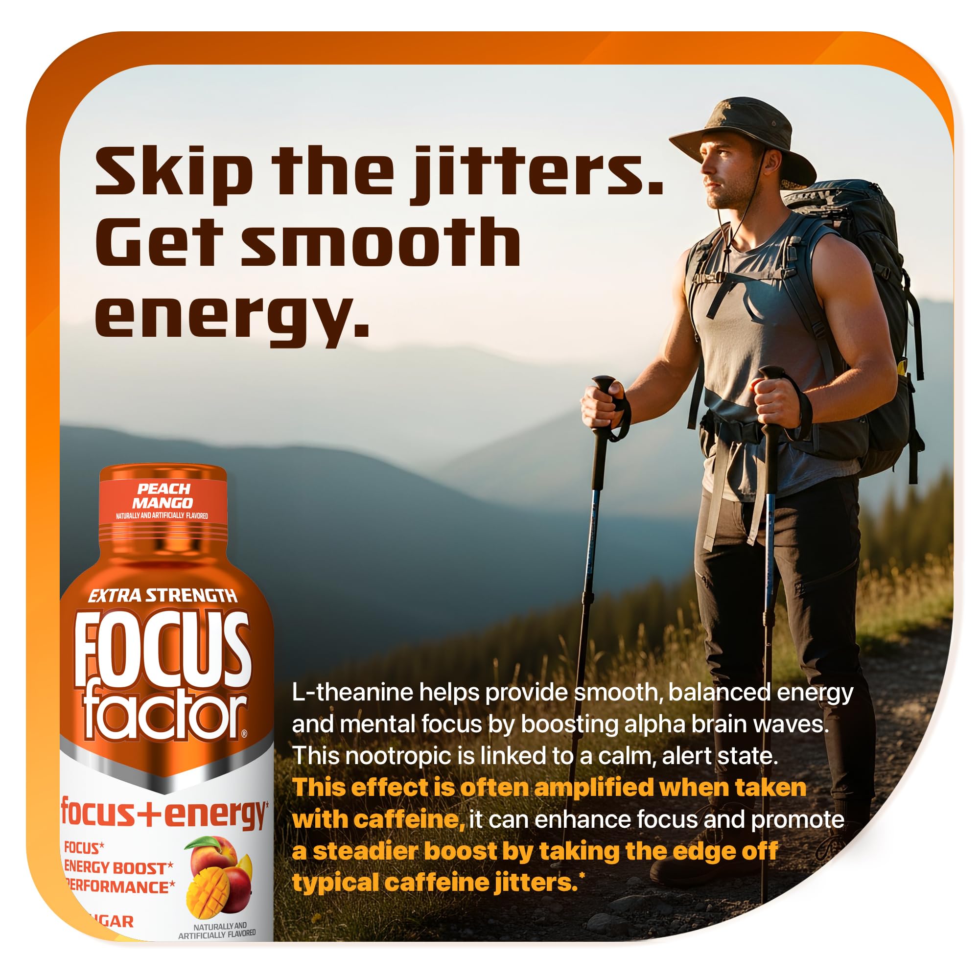 Focus Factor Extra Strength Focus + Energy Shots - 12 x 2oz Bottles (Peach Mango Flavor) - Powered by Nootropics with Caffeine, L-Theanine, Ginkgo, Bacopa, L-Tyrosine, Alpha GPC Focus Factor buy supplements canada
