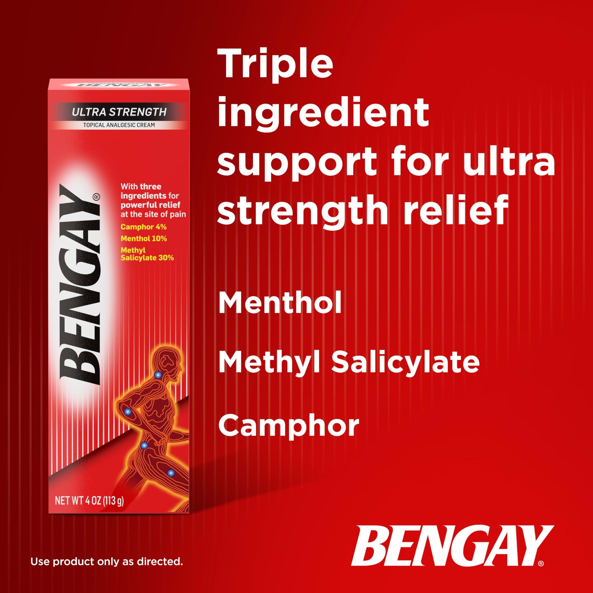 Bengay Ultra Strength Topical Pain Relief Cream, Non-Greasy Topical Analgesic for Minor Arthritis, Muscle, Joint and Back Pain, Camphor, Menthol and Methyl Salicylate, 4 OZ Bengay buy supplements canada