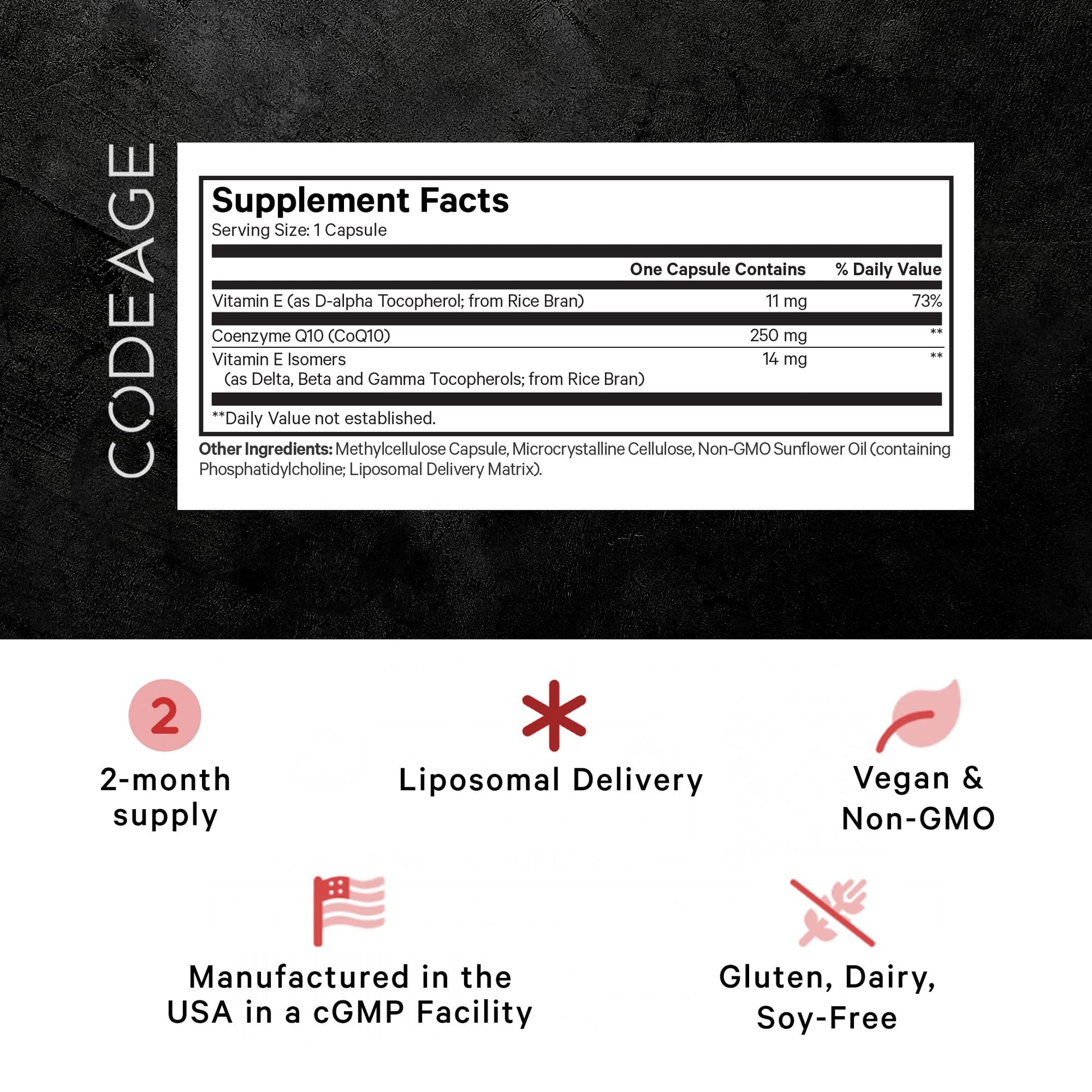 Codeage Liposomal CoQ10 Max Supplement - 250 mg Coenzyme Q10 with Vitamin E Isomers Tocopherols - 2-Month Supply - 1 Capsule Per Serving - Liposomal Delivery - Non-GMO, Gluten-Free - 60 Capsules Codeage buy supplements canada