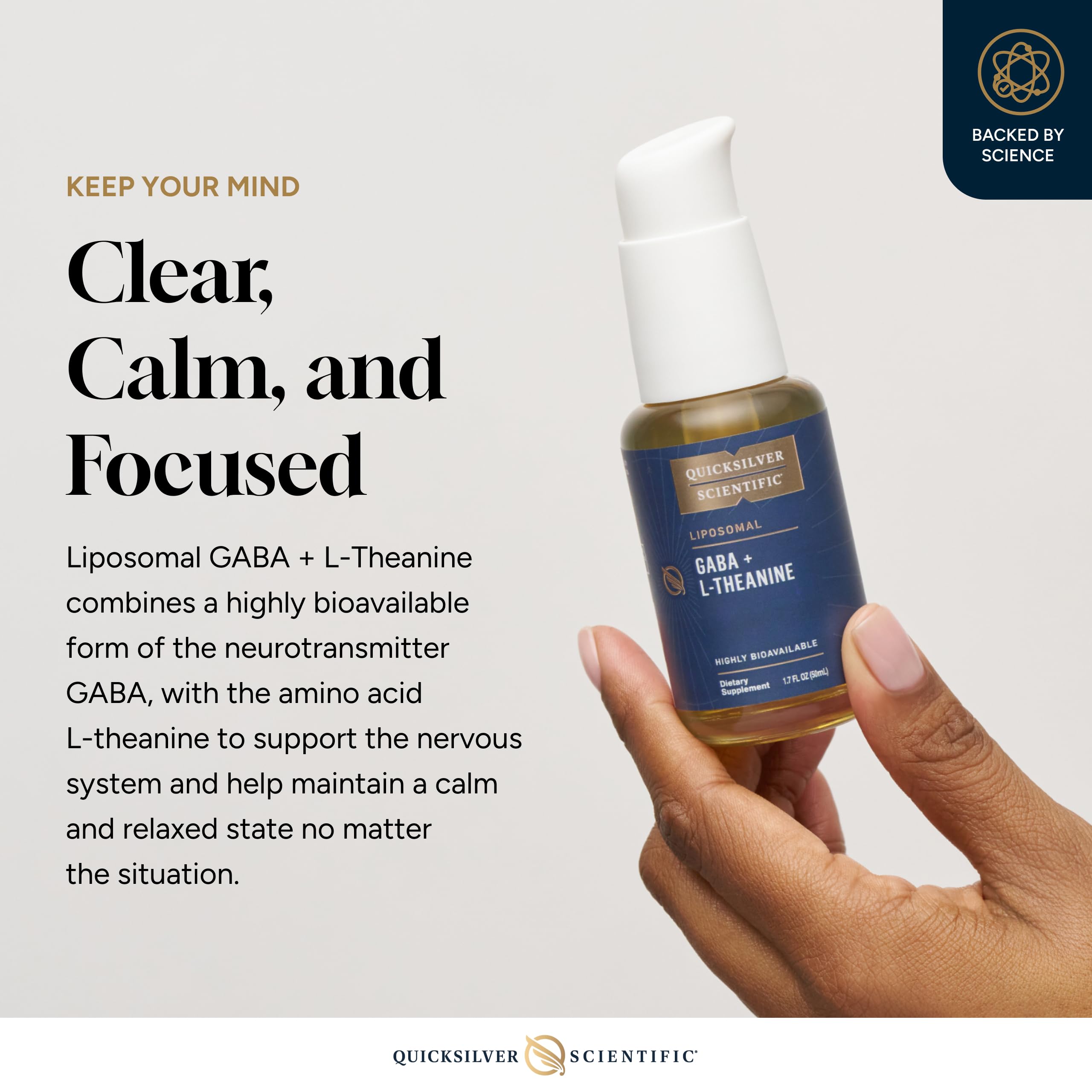 Quicksilver Scientific Liposomal GABA + L Theanine - Calm, Stress Response & Brain Support - Bioavailable GABA Supplement with L Theanine 100mg (1.7oz/50ml) Quicksilver Scientific buy supplements canada