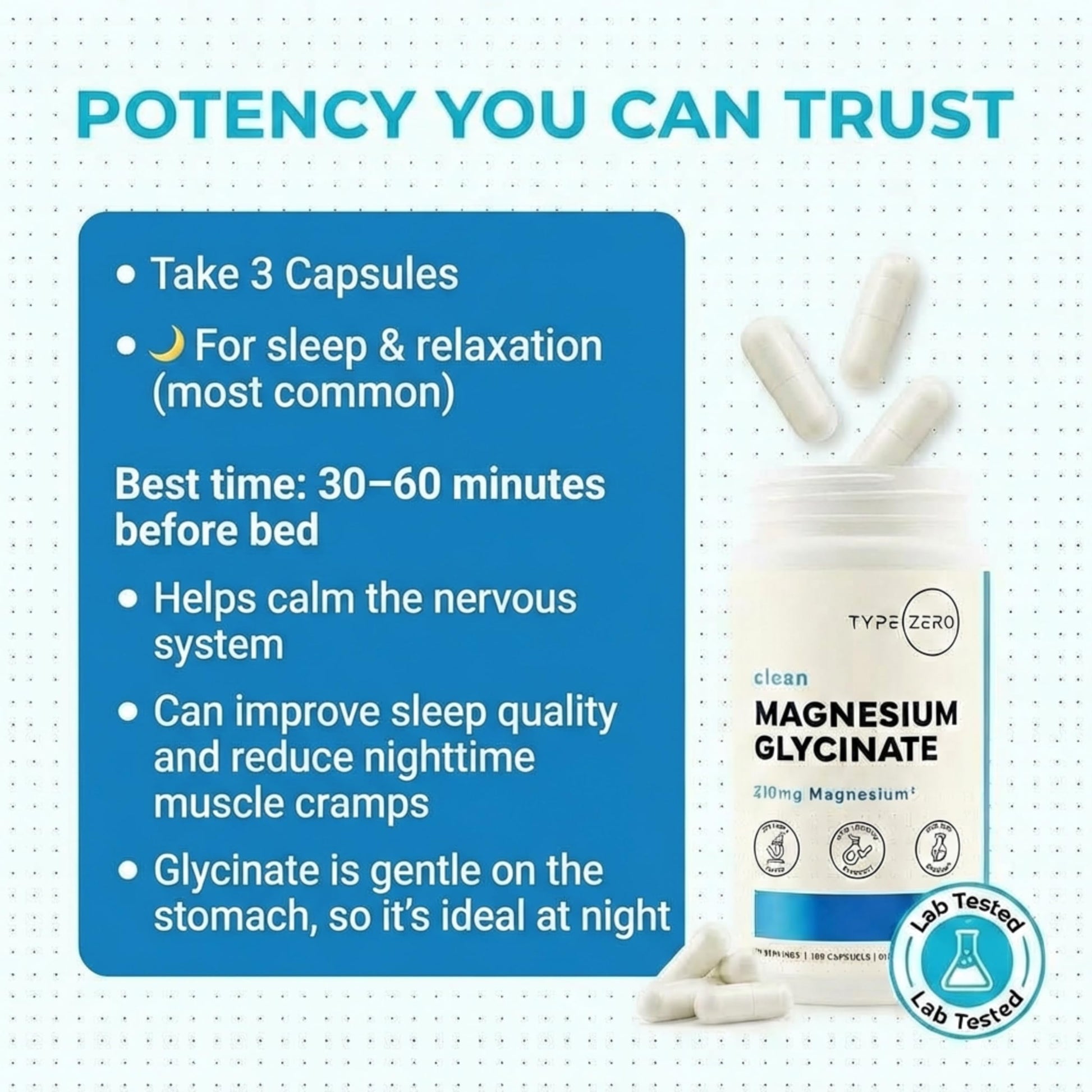 Type Zero Magnesium Glycinate (210mg | 180 Capsules) Pure, Non-GMO, Gluten Free, Natural High Absorption Magnesium Supplement Type Zero buy supplements canada