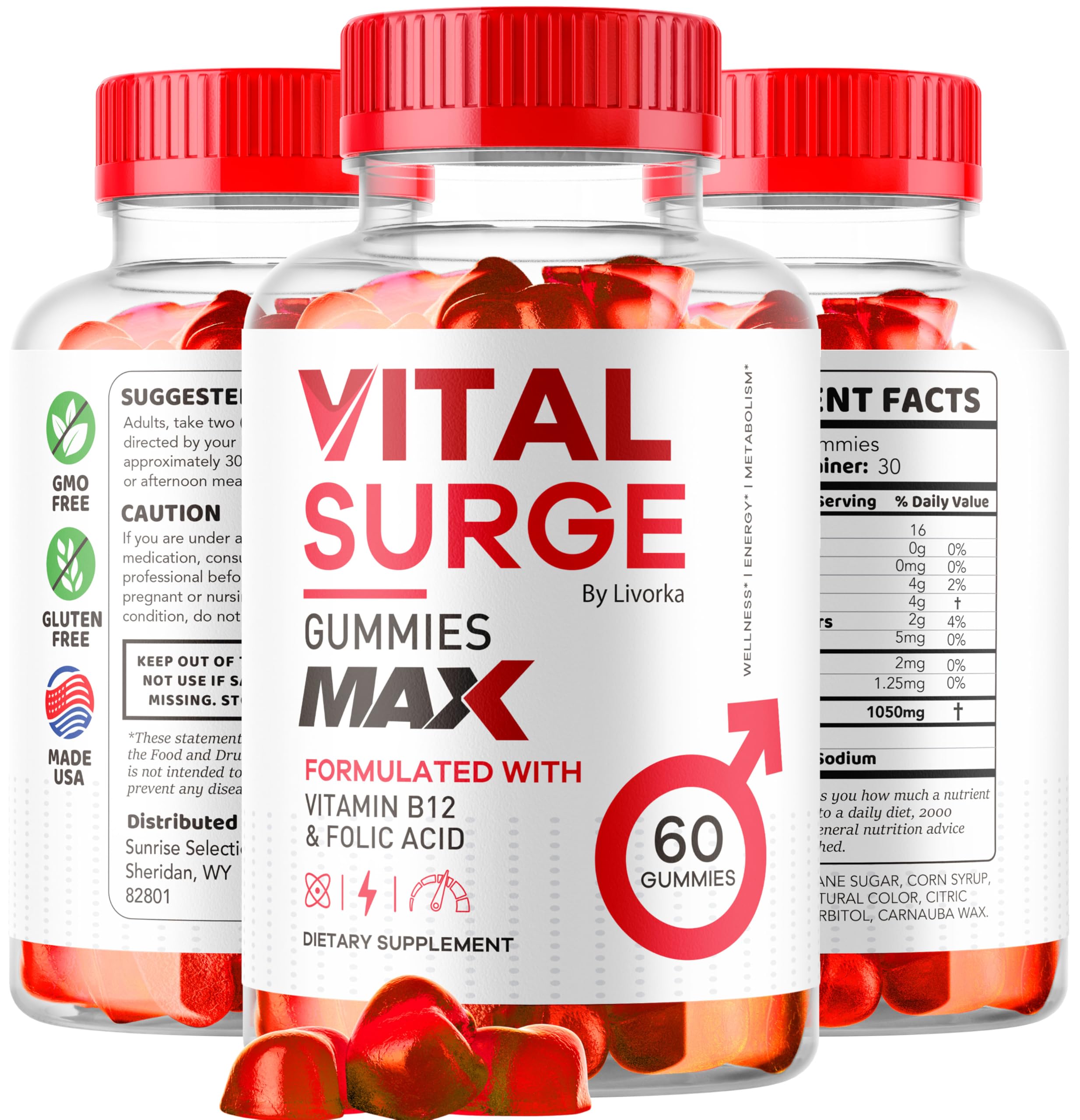 (2 Pack) Vital Surge - Vital Surge for Men, Max Maximum Strength 1050 MG, VitalSurge Supplement Support Gummy Advanced Formula, Premium Vitamin Gomitas (120 Gummies) LIVORKA buy supplements canada