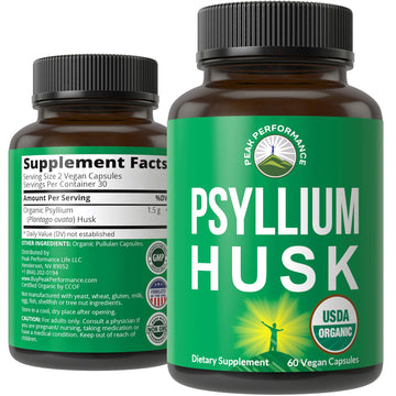 USDA Organic Psyllium Husk Vegan Capsules Made with Organic Psyllium Husk Seed. Fiber Supplement for Gut. Digestive Prebiotics. Pills for Digestion, Roughage Without Bloating. Tablets Peak Performance buy supplements canada