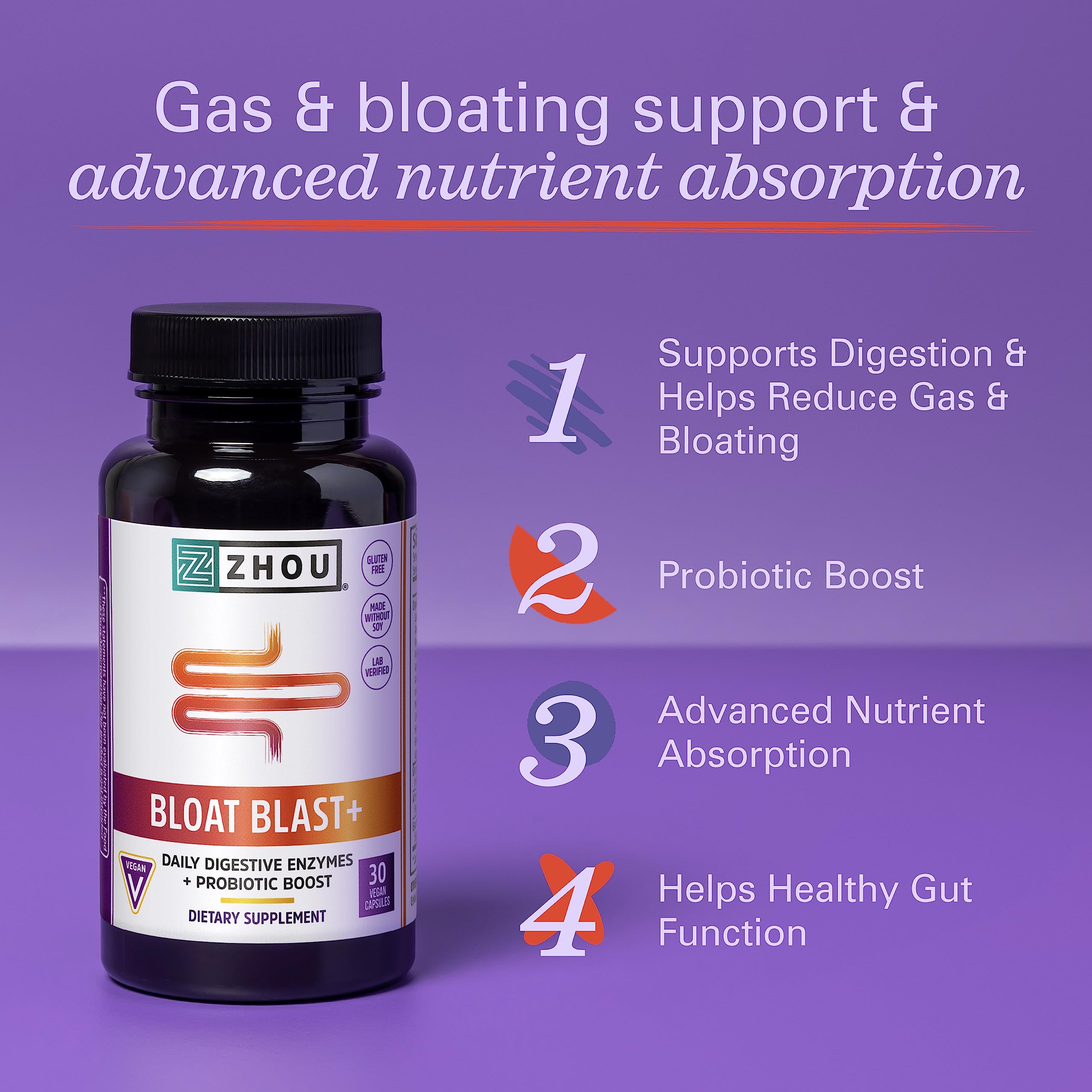 Zhou Nutrition Bloat Blast+ Digestive Enzymes with Probiotics, Bloating Relief for Women Zhou Nutrition buy supplements canada