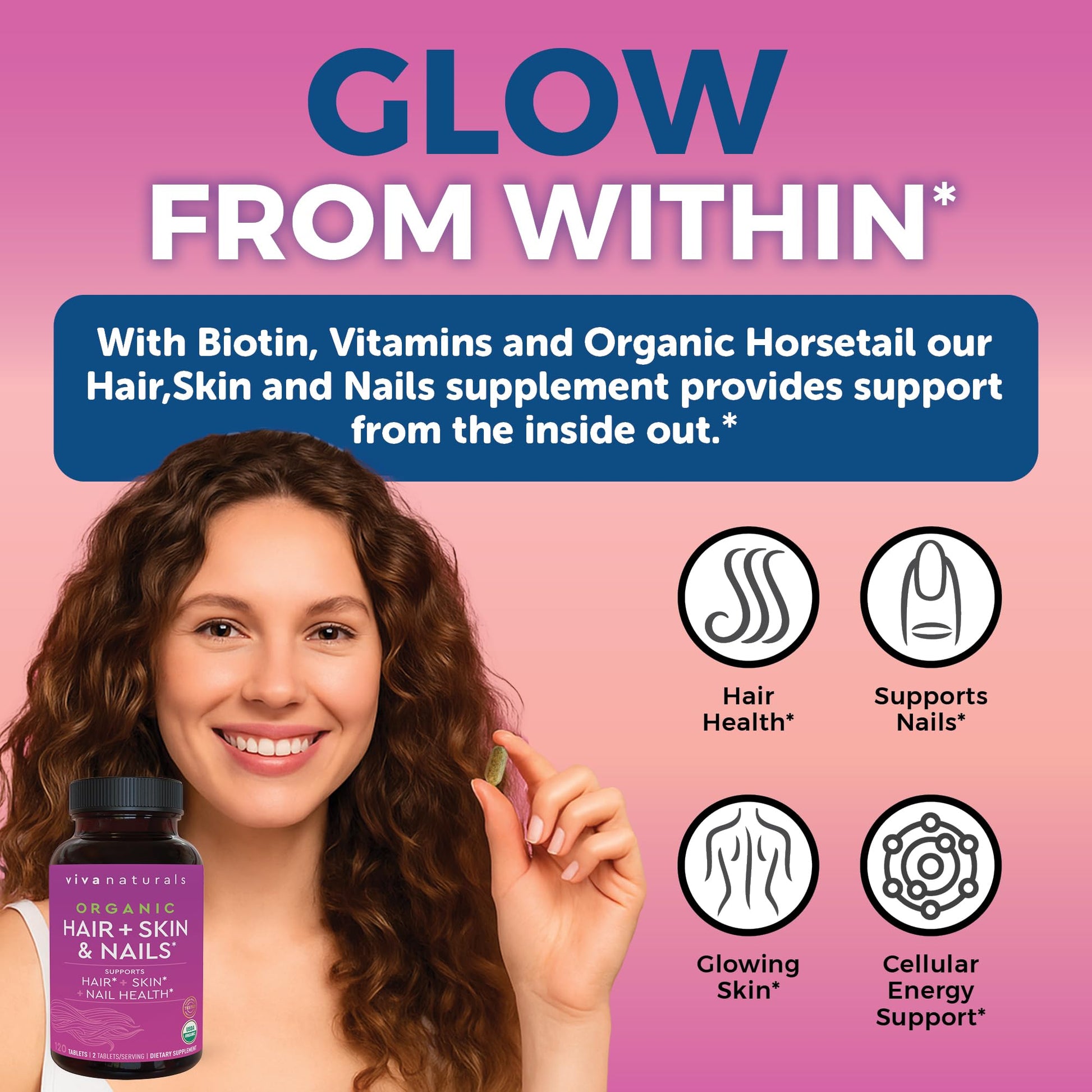 Biotin 5000 mcg Hair Skin Nails Vitamins for Women – Organic and Vegetarian-Friendly Supplement with Vitamin E, B-Vitamins, Spirulina Viva Naturals buy supplements canada
