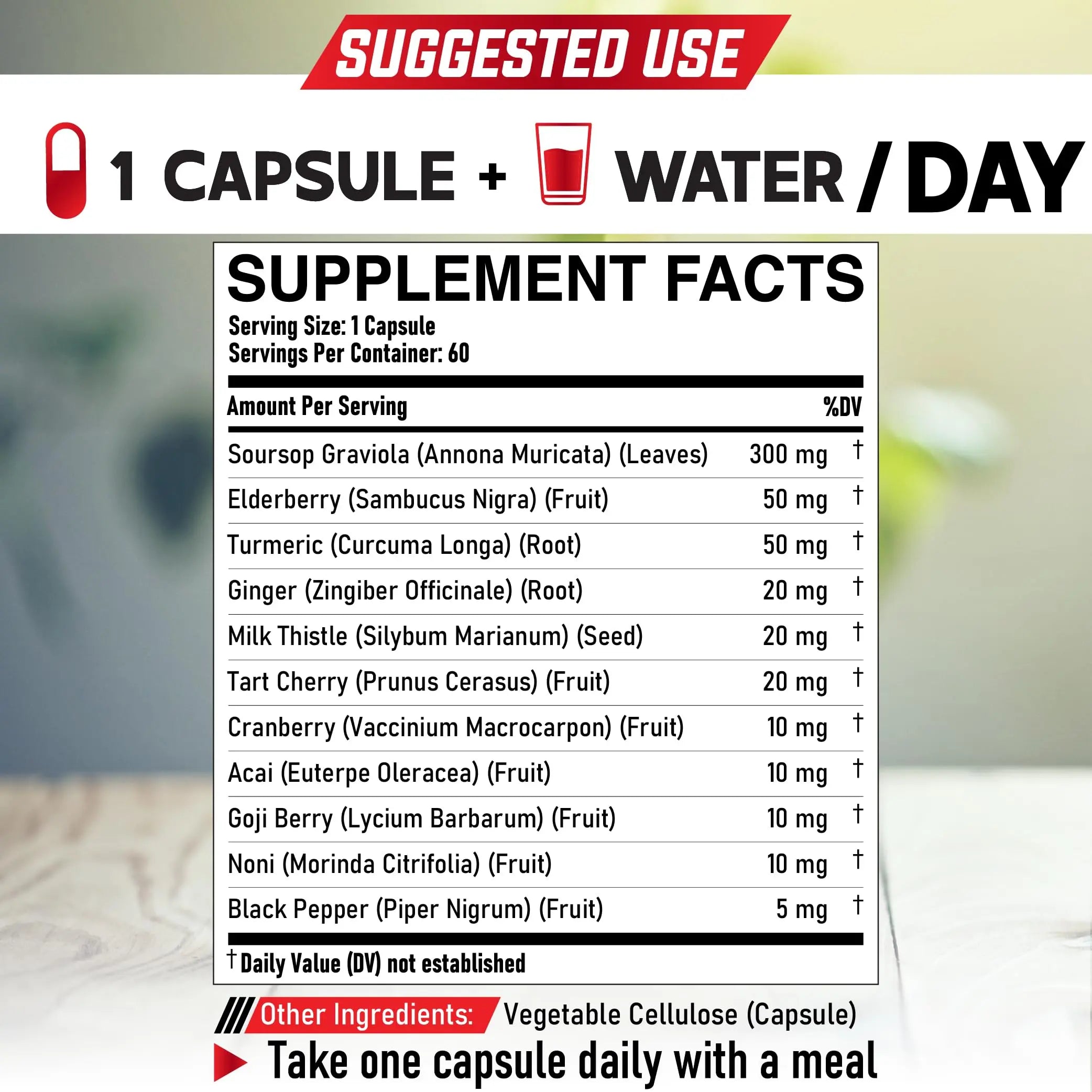DEDICAD 11in1 Graviola Soursop Capsules - Blended with Elderberry, Turmeric, Ginger, Milk Thistle, Cranberry & More - Support Positive Mood, Immune System & Body Management DEDICAD buy supplements canada