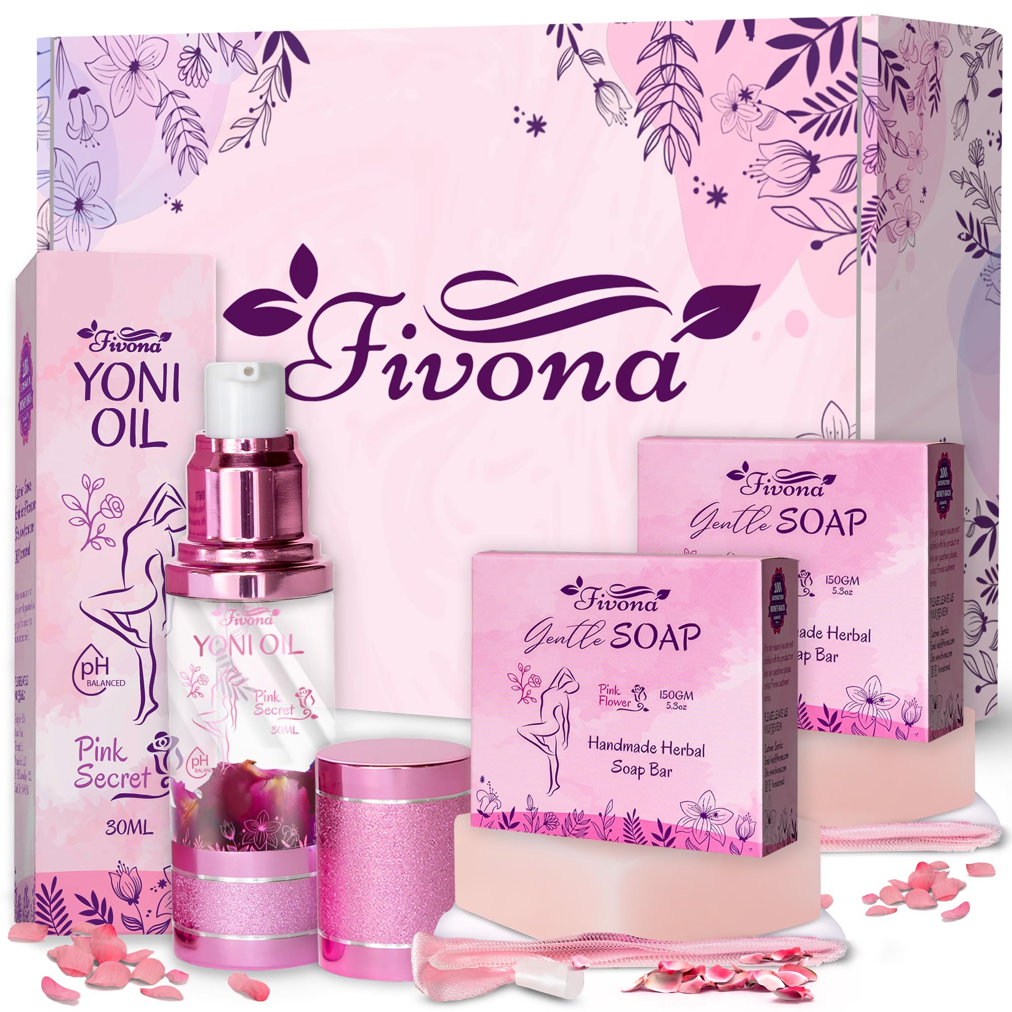 FIVONA 3 in 1 Set of Yoni Oil with 2 Yoni Soap Bars - Feminine pH Balanced Natural Vaginal Oil 30 ml FIVONA buy supplements canada