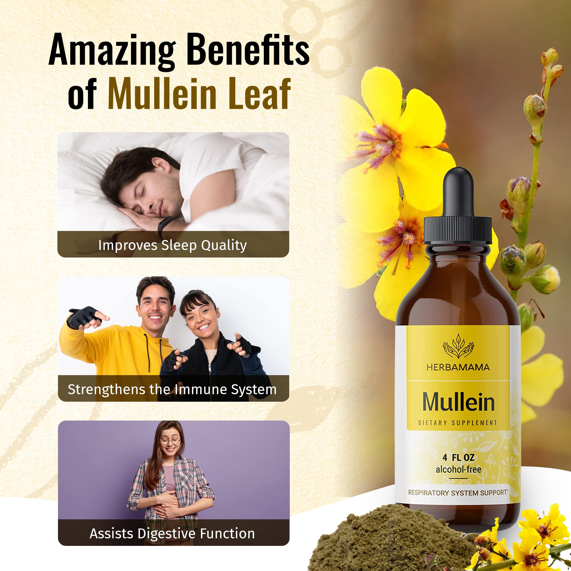 Mullein Leaf Tincture - Lung Cleanse - Vegan Mullein Drops - Lung Detox HERBAMAMA buy supplements canada