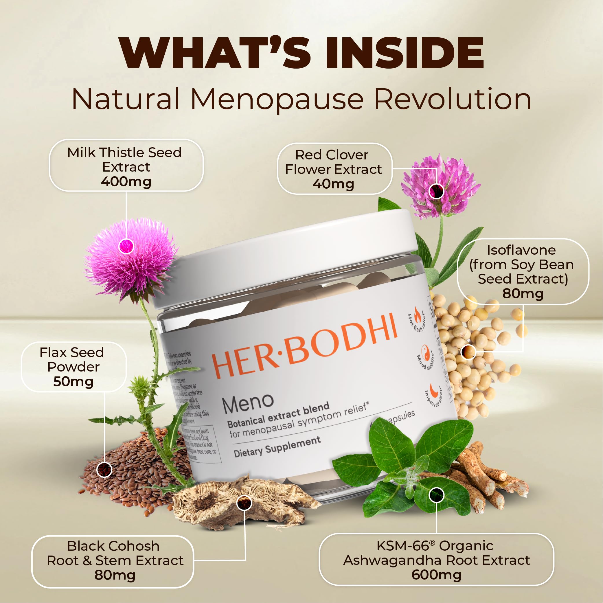 Her Bodhi Meno- Menopause Hormonal Balance for Women, Estrogen Soy Isoflavones Menopause Supplement for Women | with Ashwagandha & Black Cohosh | Hot Flashes Menopause Relief (60 Capsules) Her Bodhi buy supplements canada