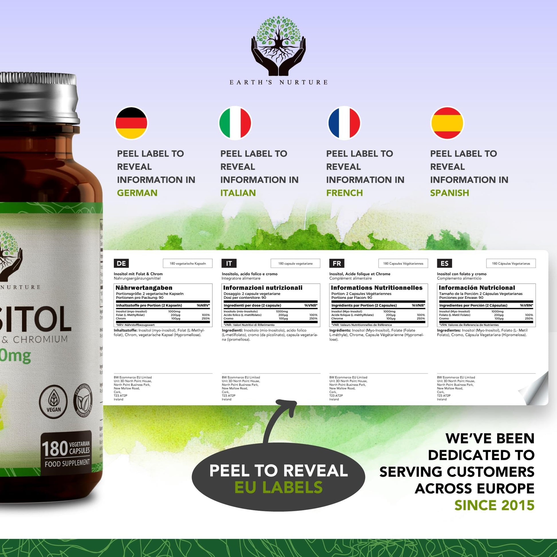 EN Myo-Inositol Chromium & Folate Blend | 1000mg Myo Inositol Per Serving | 180 Vegan Earth's Nurture buy supplements canada