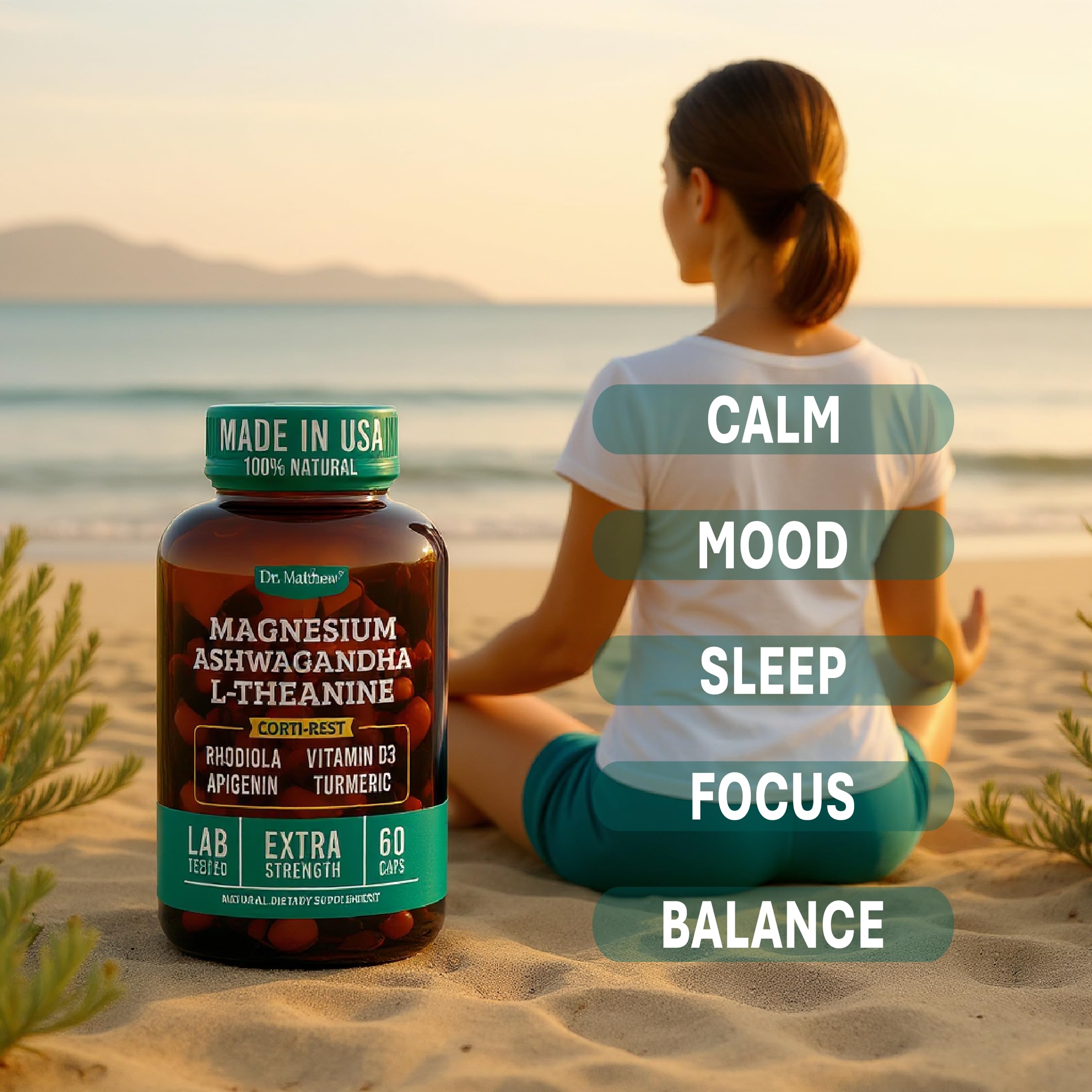 Cortisol Reducer & Adrenal Support Supplement–Natural Stress Relief with Ashwagandha KSM-66, Magnesium Glycinate & Citrate, L-Theanine, Rhodiola, Apigenin, Turmeric & Vitamin D3–Calm Mood & Relaxation Dr. Matthew buy supplements canada