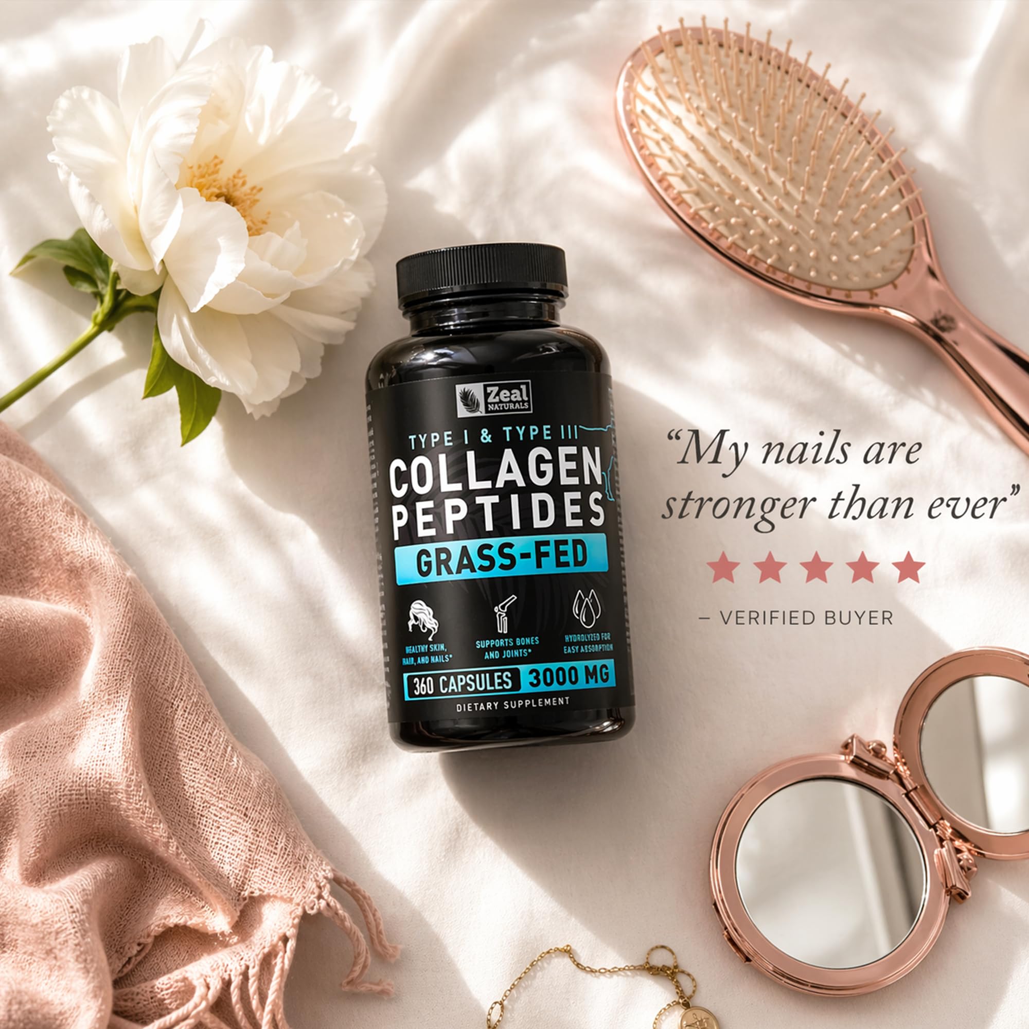 Collagen Peptides Capsules 360 Count - Grass Fed Bovine Hydrolyzed Collagen Pills - Hair, Skin & Nails, Joint Support - Collagen Supplements for Women & Men Zeal Naturals buy supplements canada