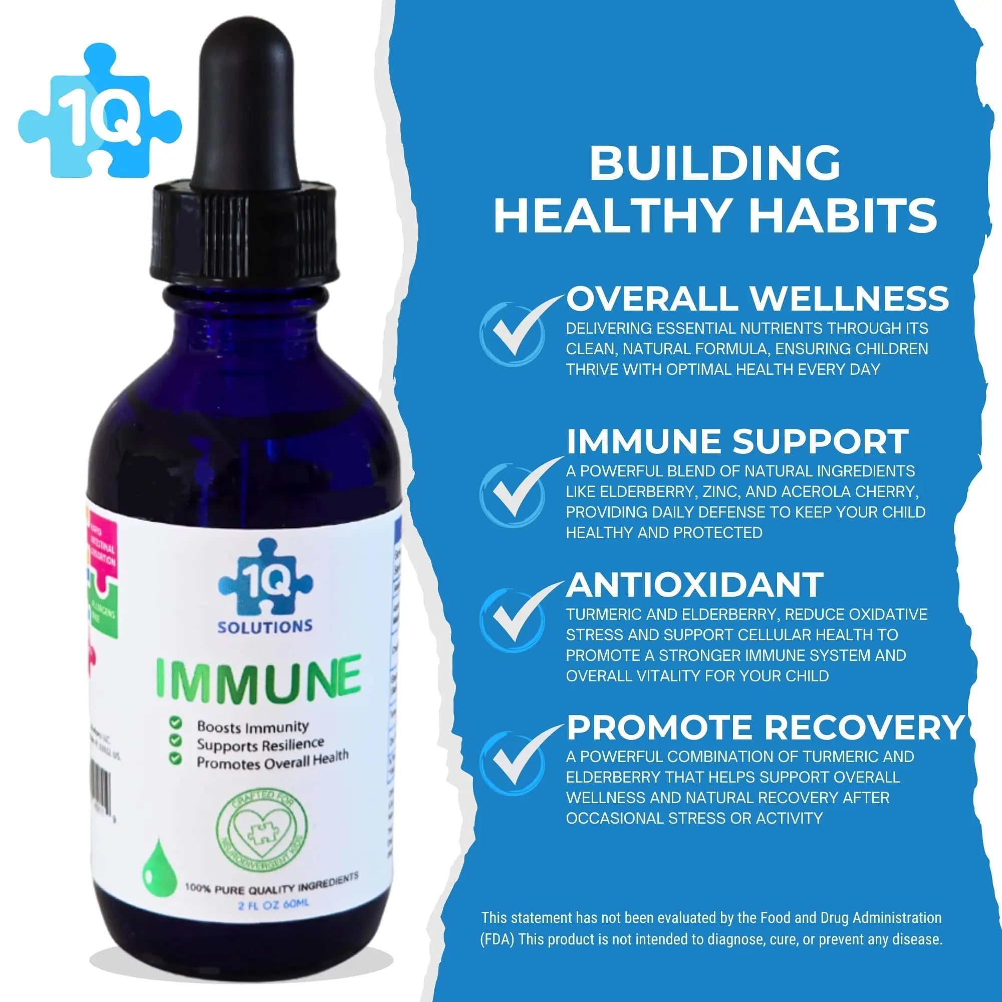1Q Immune – Liquid Immune Support Supplement for Kids | Elderberry Extract, Turmeric & Acerola Cherry 1Q Solutions buy supplements canada