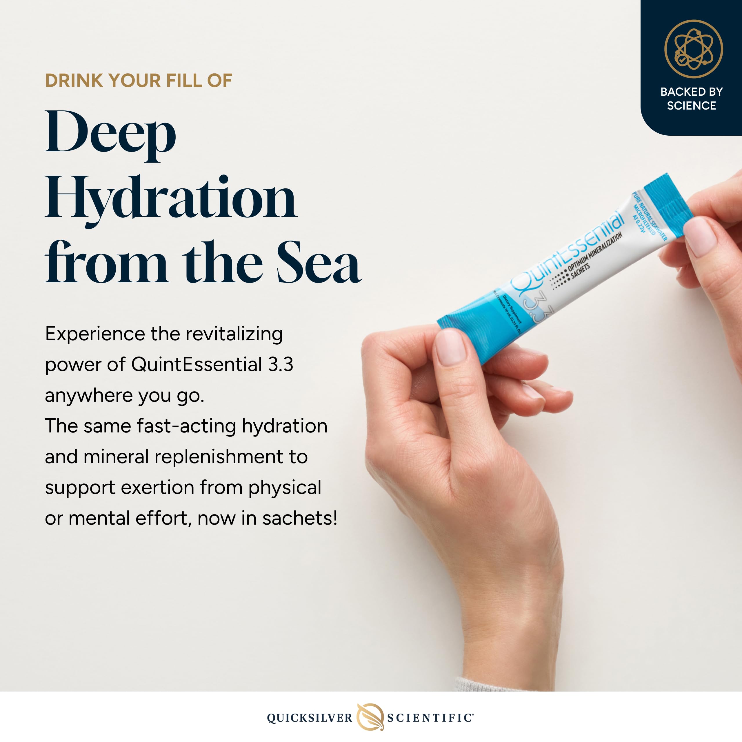 Quicksilver Scientific Quintessential 3.3 Sachets - Hypertonic Solution - Filtered Sea Water Hydration Packets - Liquid Minerals for Muscle Recovery, Stamina + Mineral Replenishment (30 Count) Quicksilver Scientific buy supplements canada