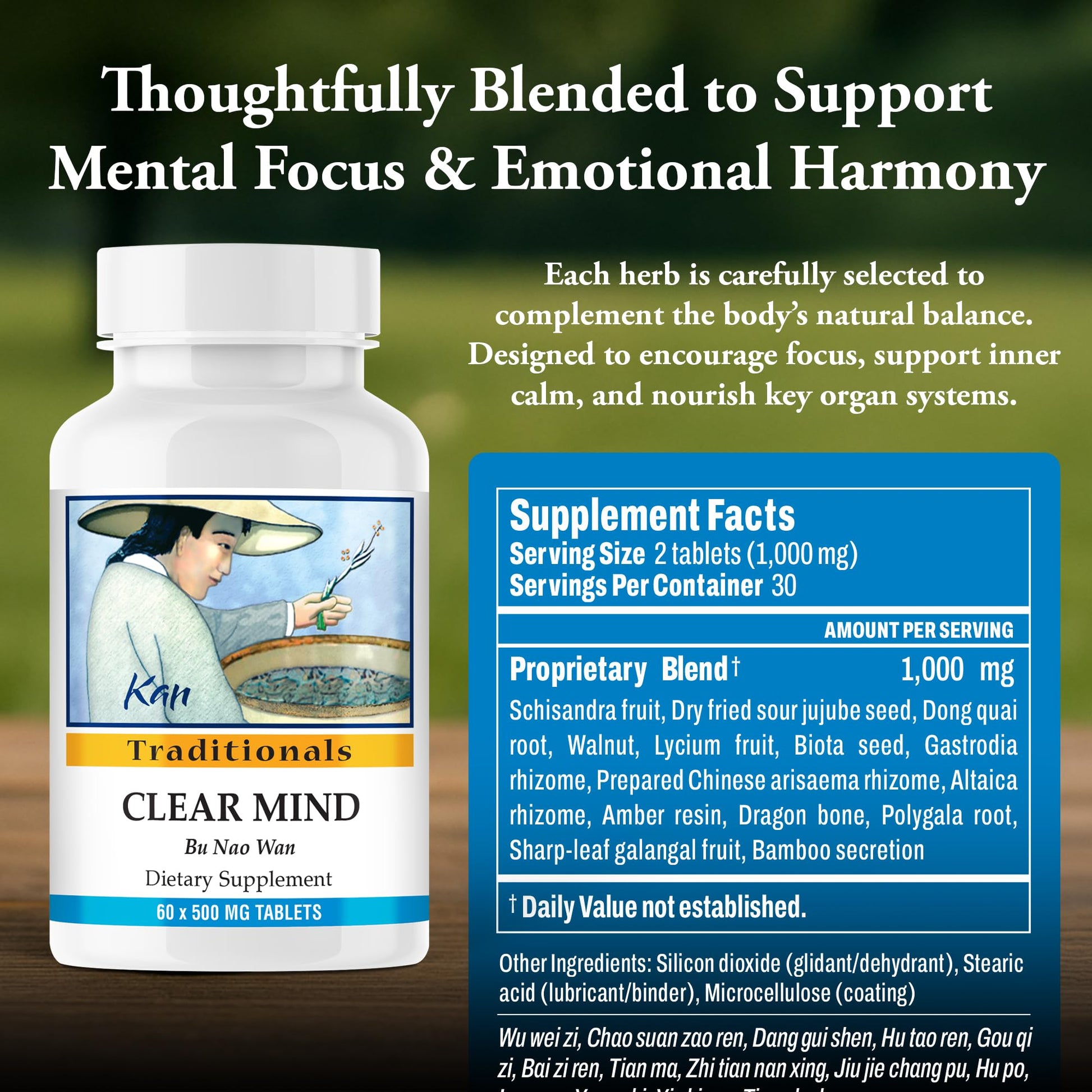 Kan Herbs Company Clear Mind Formula – Traditional Chinese Herbal Blend for Cognitive Clarity and Spirit Support, Nourishes Heart Yin and Blood, Calms Shen, Herbal Supplement, 60 Tablets Kan Herbs buy supplements canada