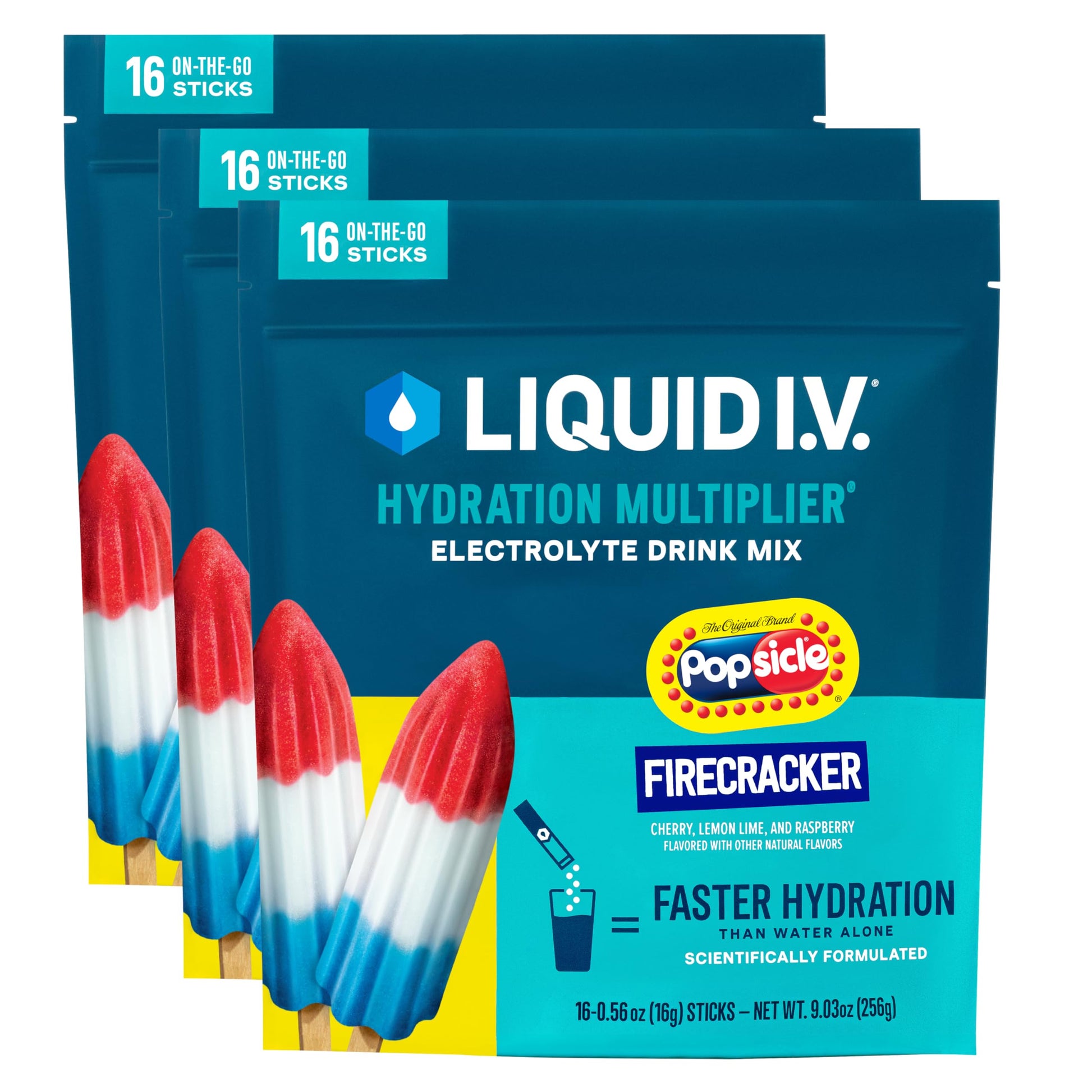 Liquid I.V.® Hydration Multiplier - Popsicle Firecracker | Electrolyte Powder Drink Mix | 3 Pack (48 Servings) Liquid I.V. buy supplements canada