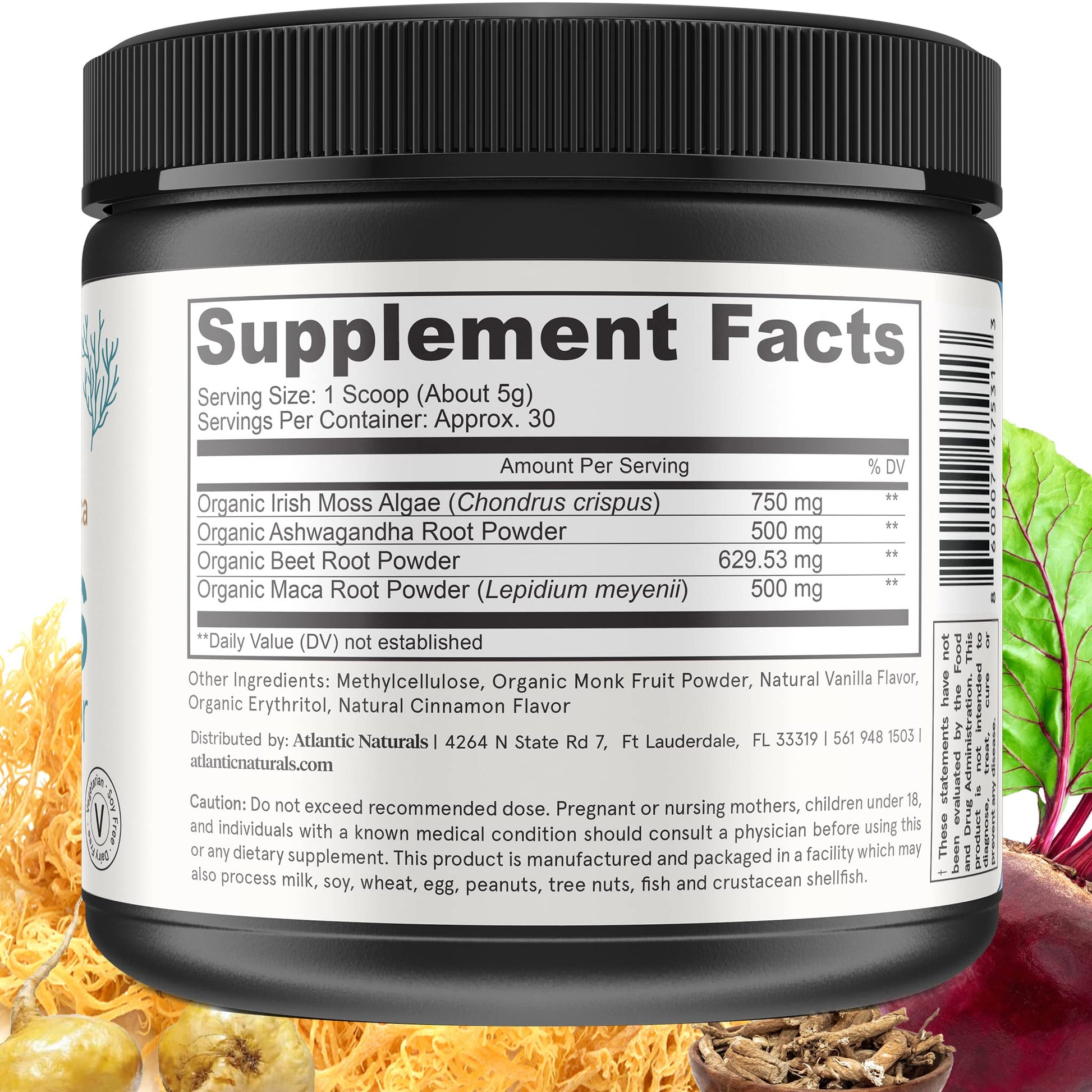 Organic Sea Moss Superfood Powder with Ashwagandha, Beet Root, and Maca Atlantic Naturals buy supplements canada